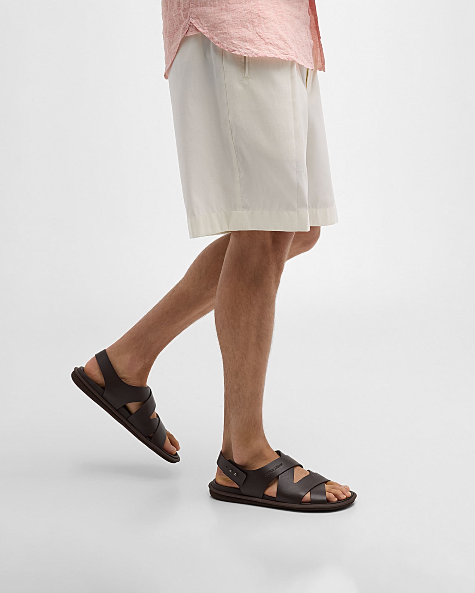 Giorgio Armani Men s Leather Crisscross Sandals Neiman Marcus