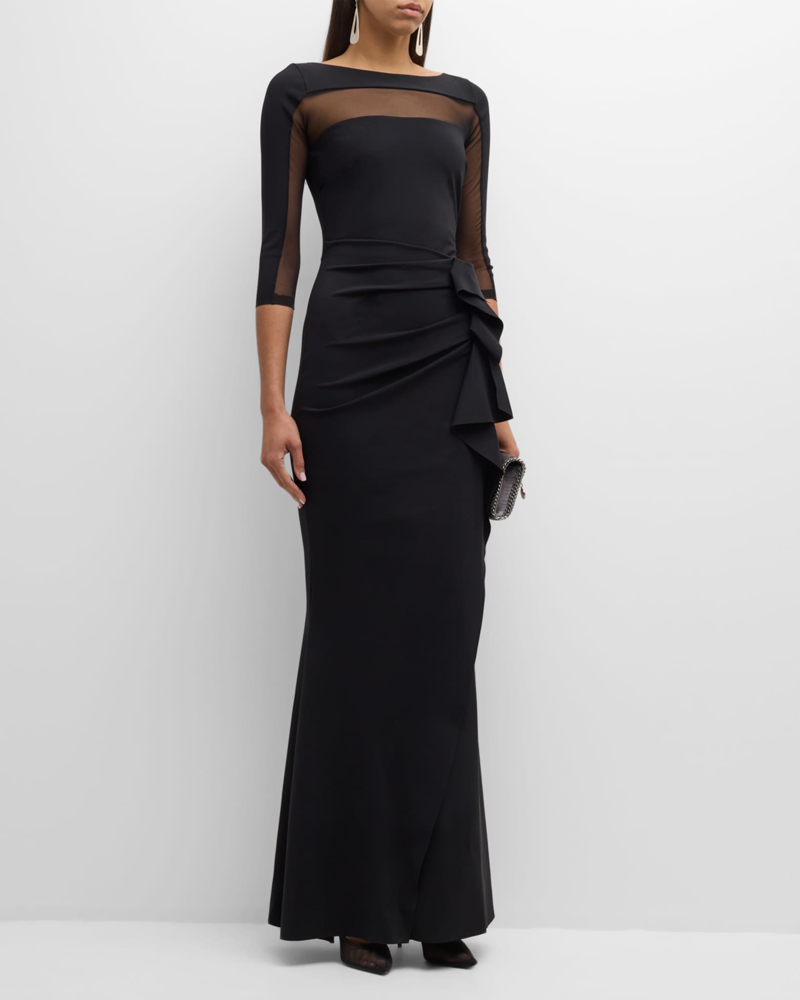Draped Illusion Mermaid Gown