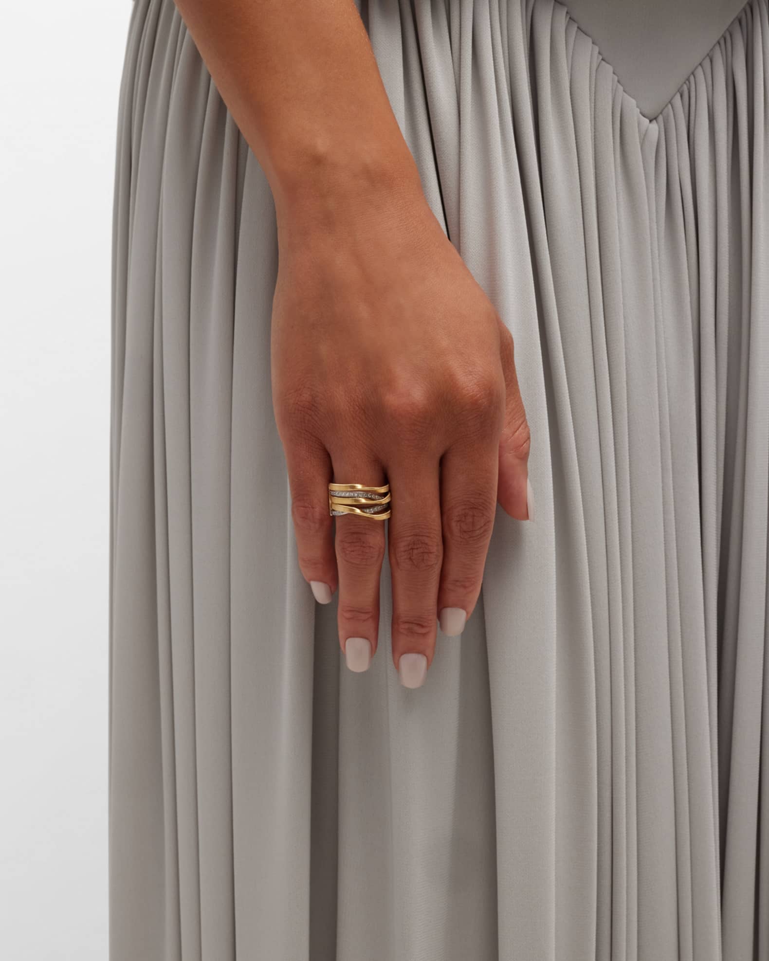 Marrakech 18K Yellow Gold Five Strand Ring with Diamonds Size 7