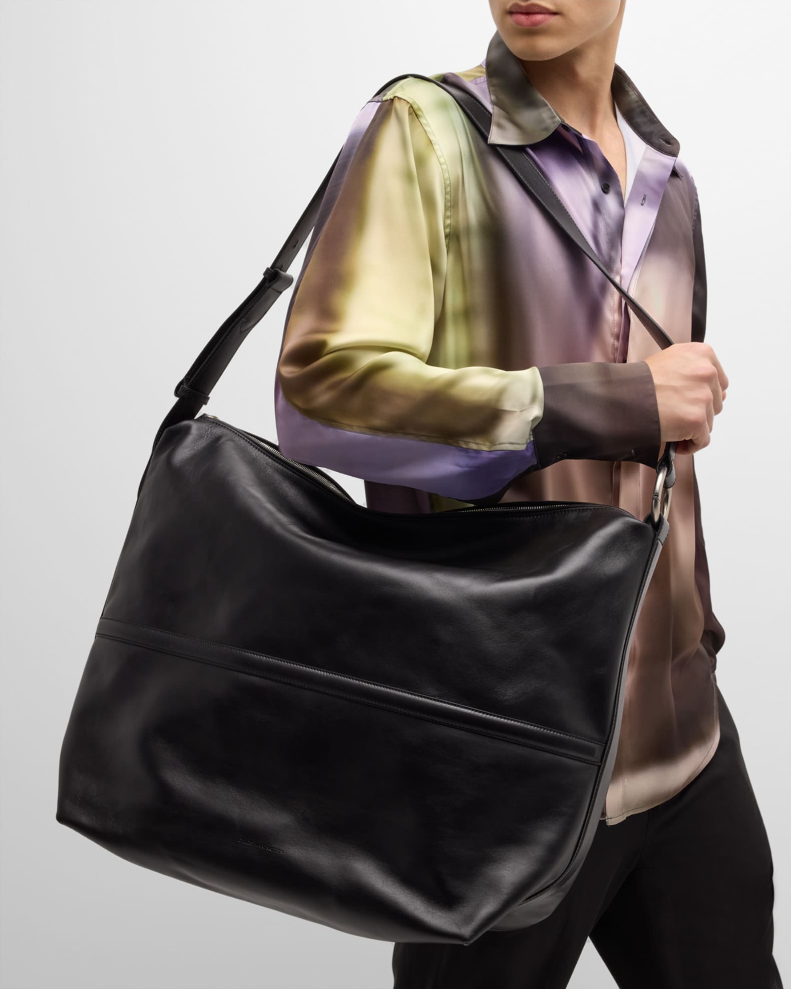 DRIES VAN NOTEN NEW leather and tapestry handbag