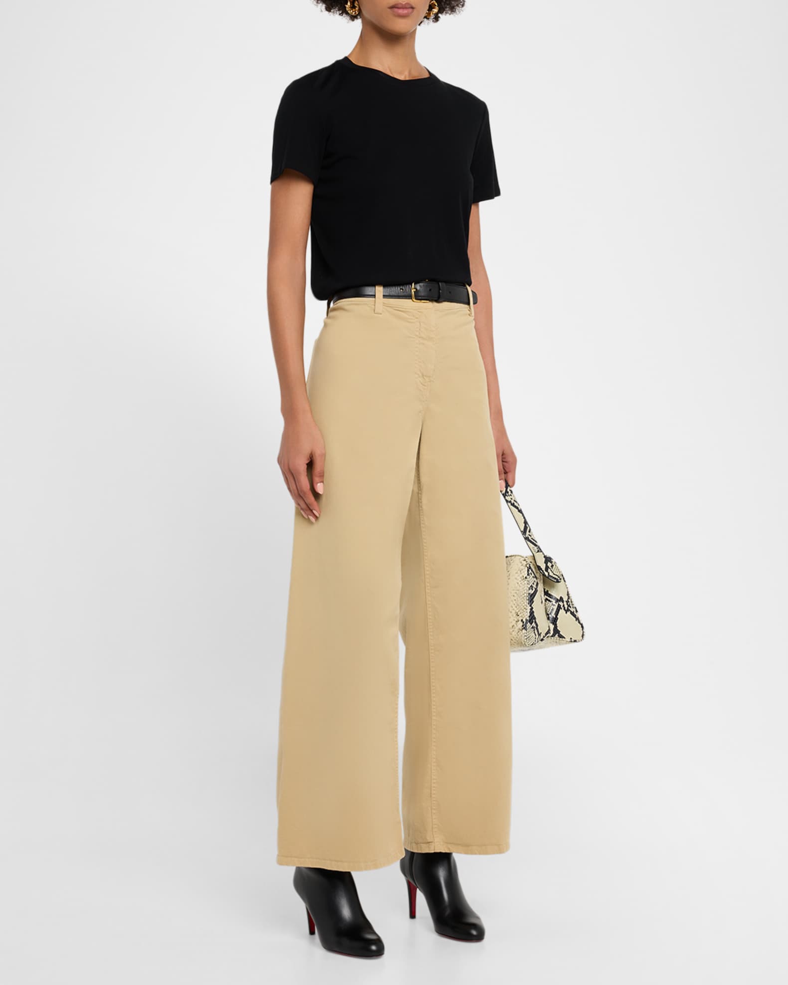 【mnem】Mevan Wide Cotton Pants Nili Lotan Megan Brushed Stretch Wide Leg Pants | Neiman Marcus