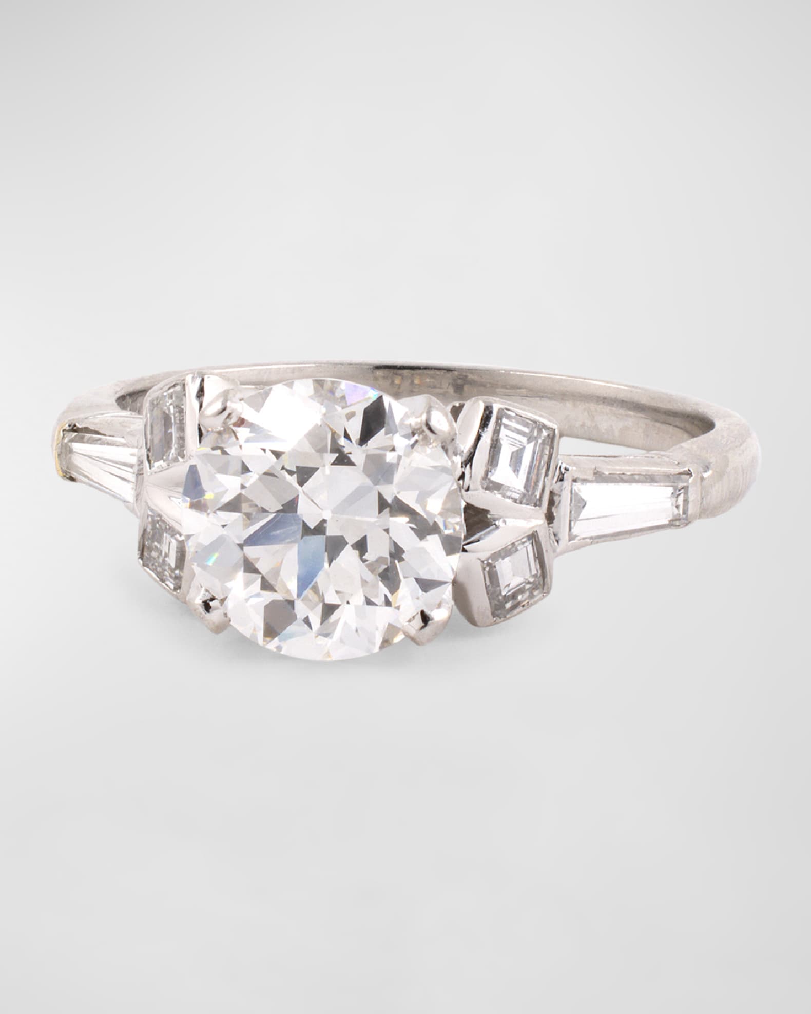 Estate Platinum European Cut Diamond Ring, Size 6.5 1