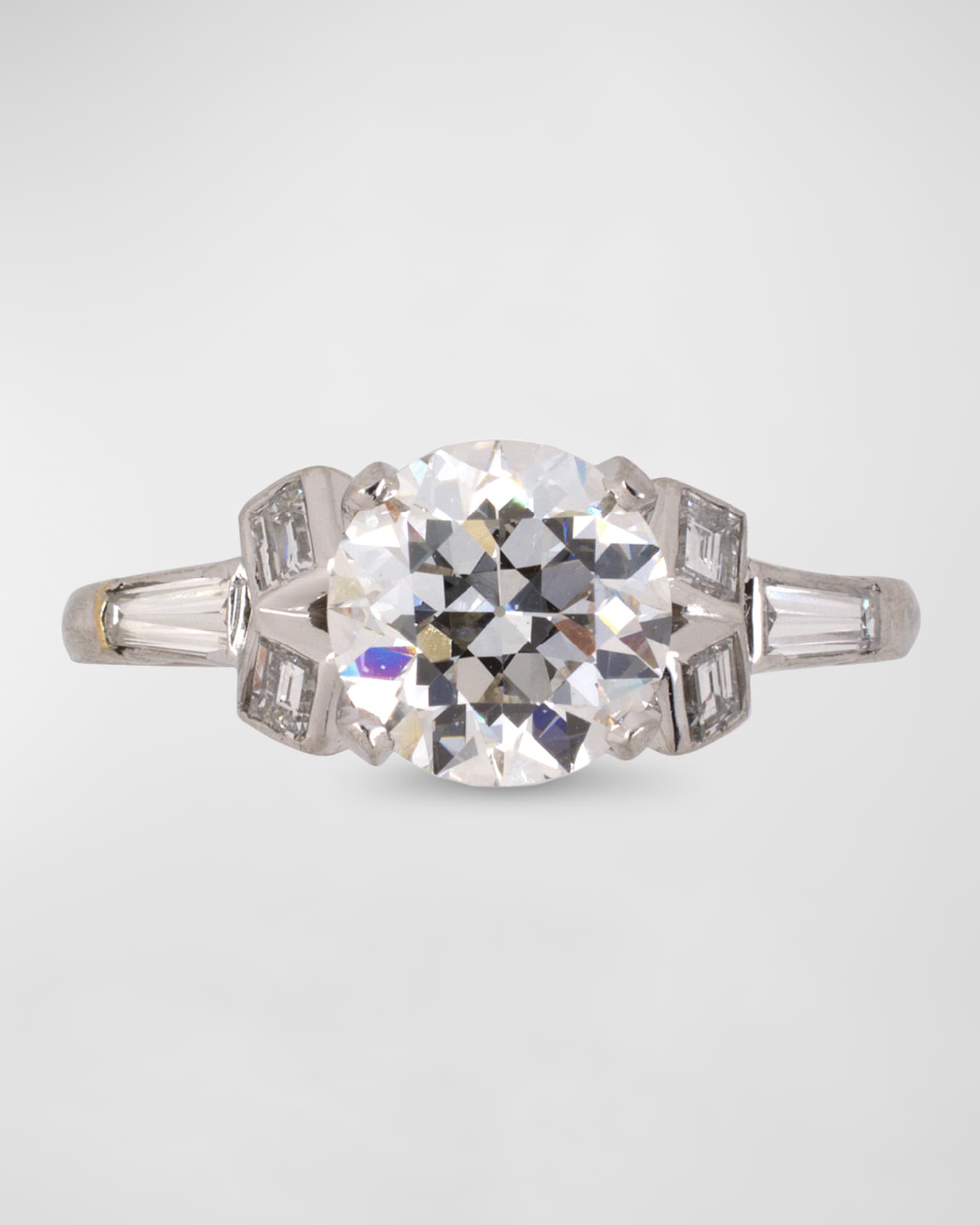 Estate Platinum European Cut Diamond Ring, Size 6.5 0