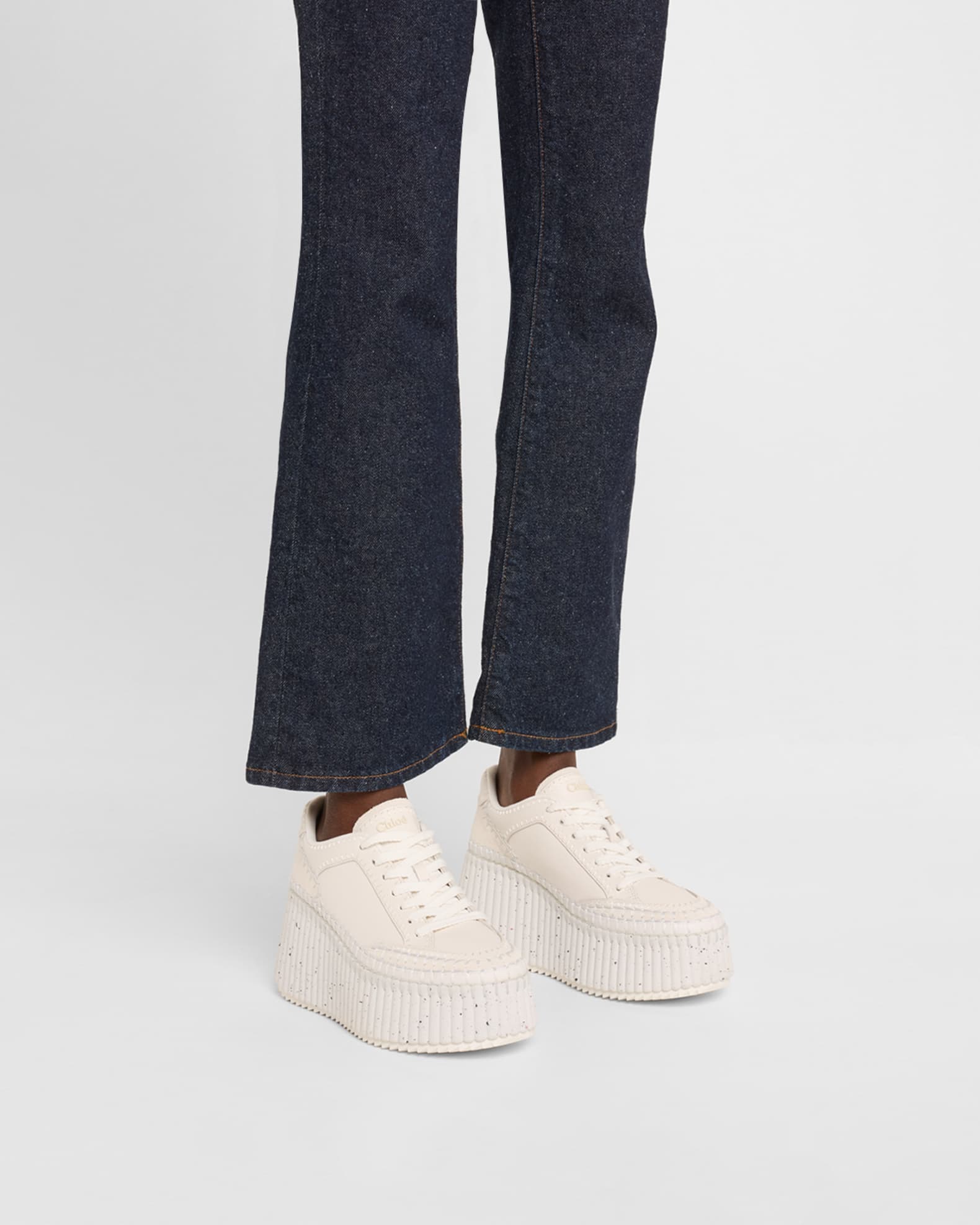 Chloe Platform Speckled Mix Leather Sneakers | Neiman Marcus Chloe Platform Speckled Mix Leather Sneakers | Neiman Marcus