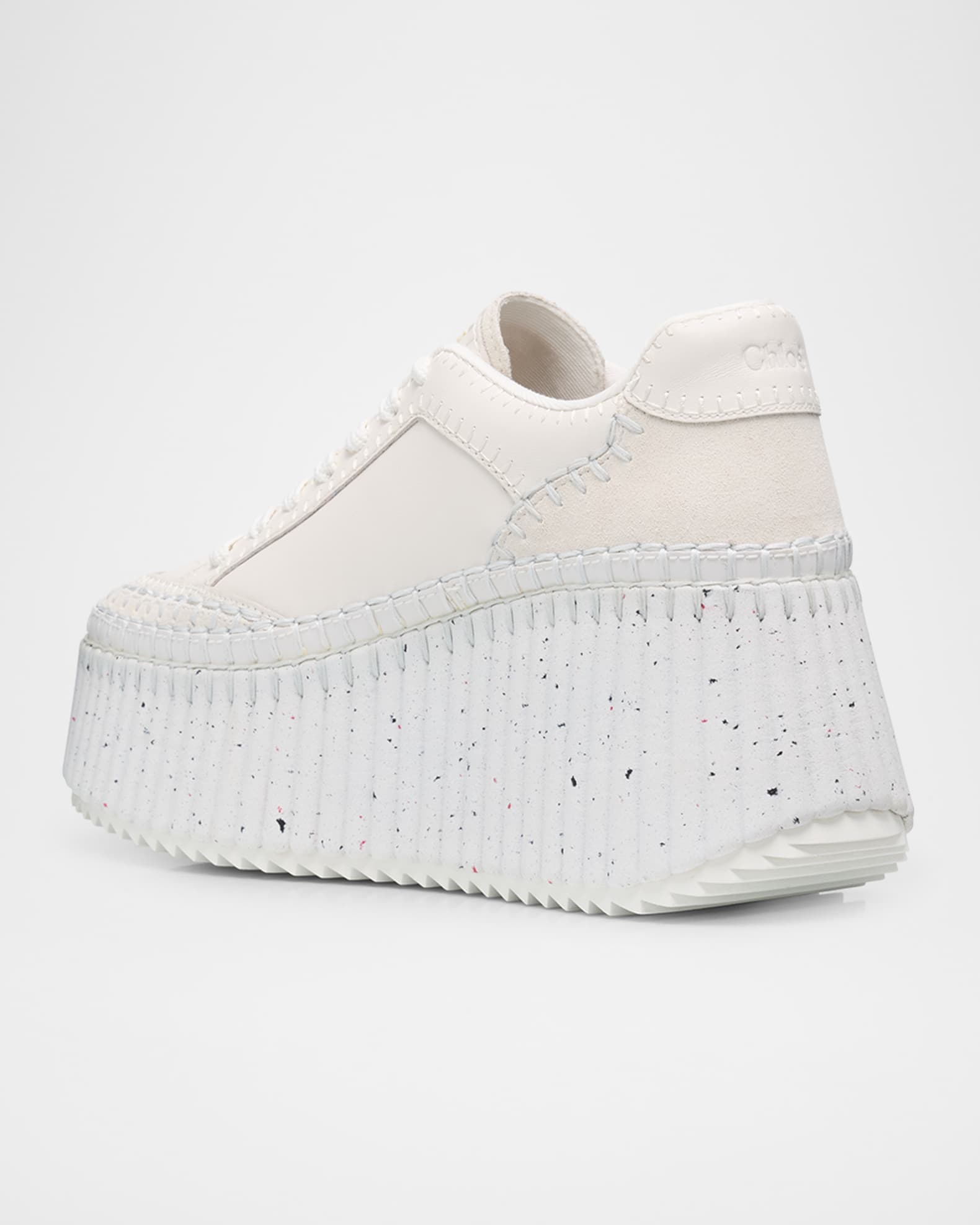 Chloe Platform Speckled Mix Leather Sneakers | Neiman Marcus