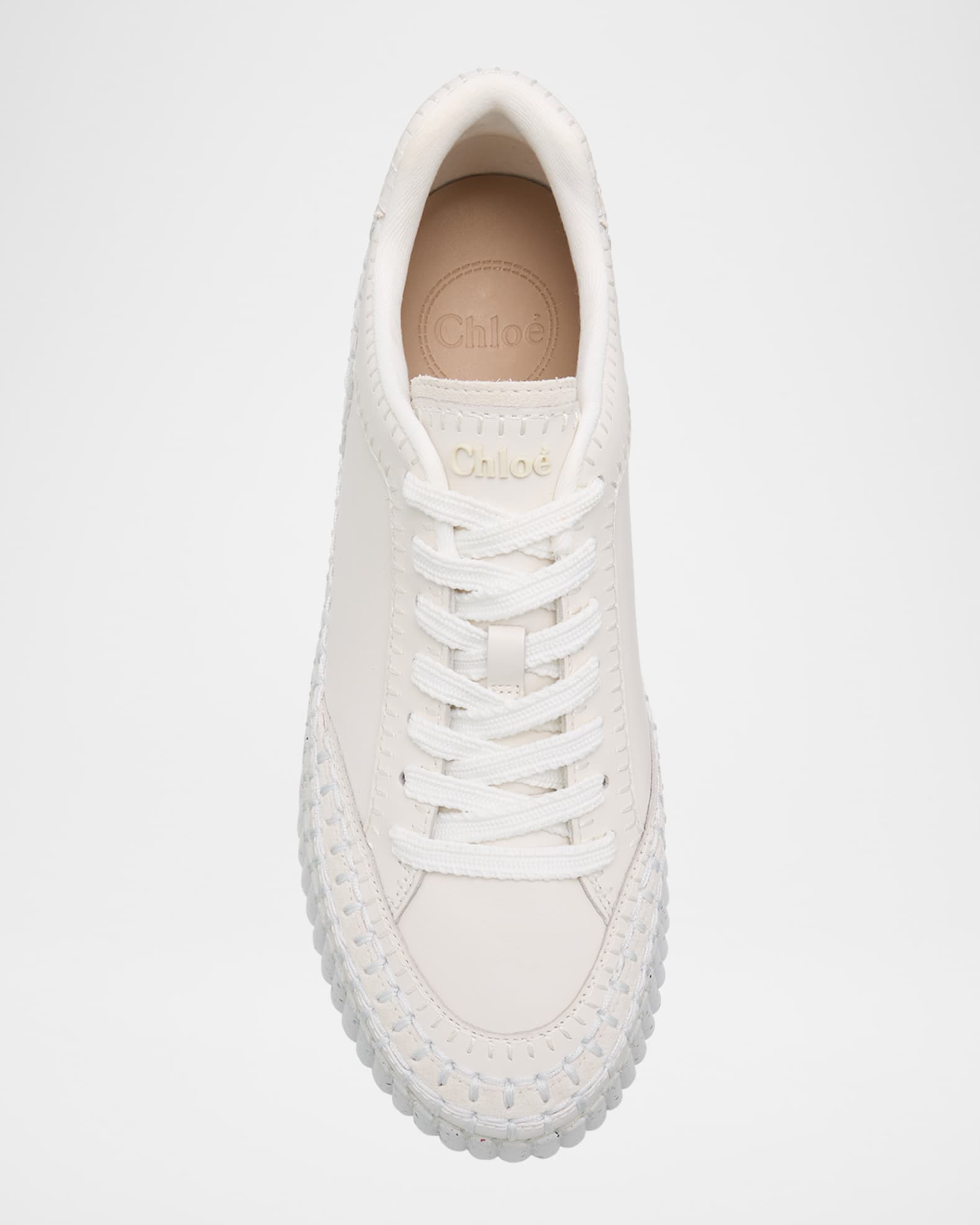 Chloe Platform Speckled Mix Leather Sneakers | Neiman Marcus