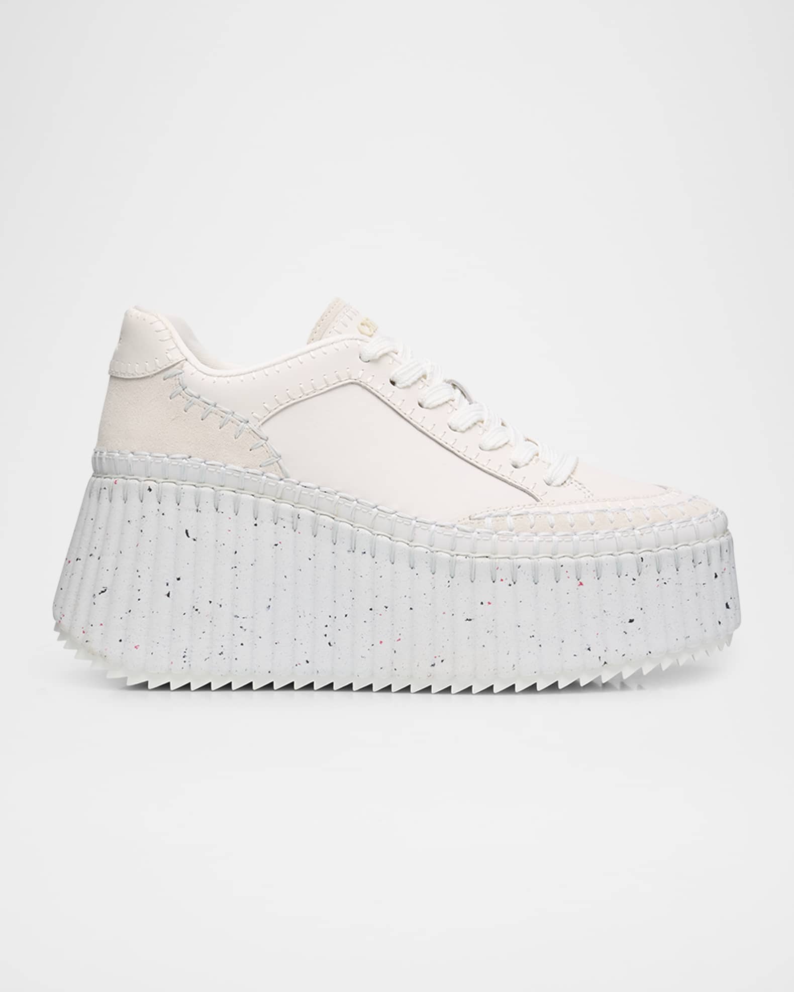 Platform Speckled Mix Leather Sneakers