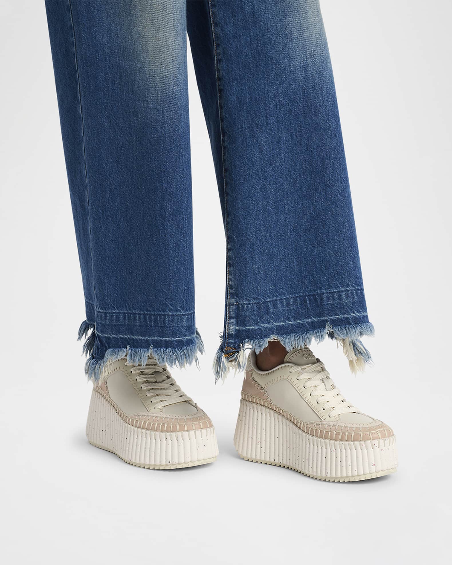 Platform Speckled Mix Leather Sneakers 1