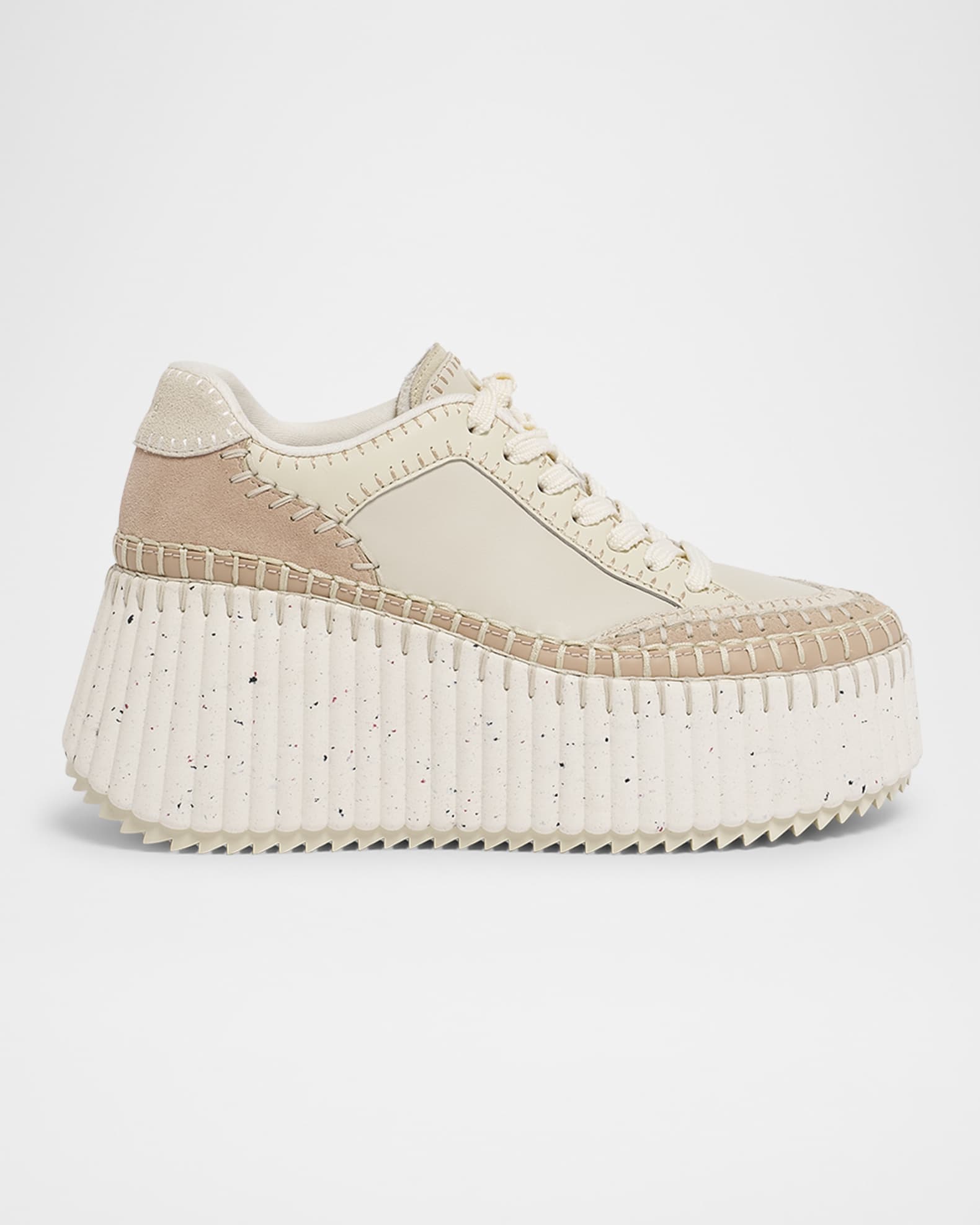 Platform Speckled Mix Leather Sneakers 0