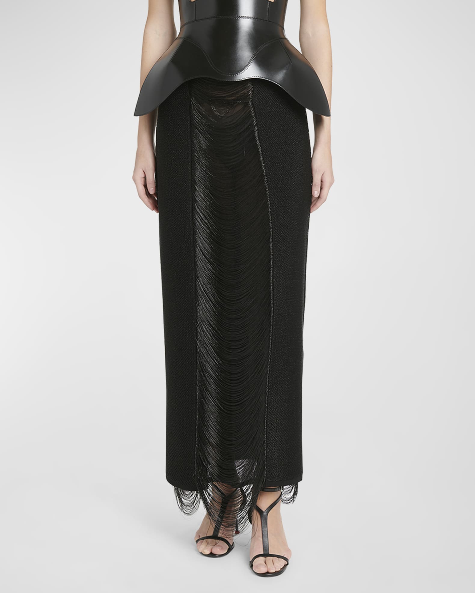 Alexander McQueen Ladder Fringe Pencil Maxi Skirt