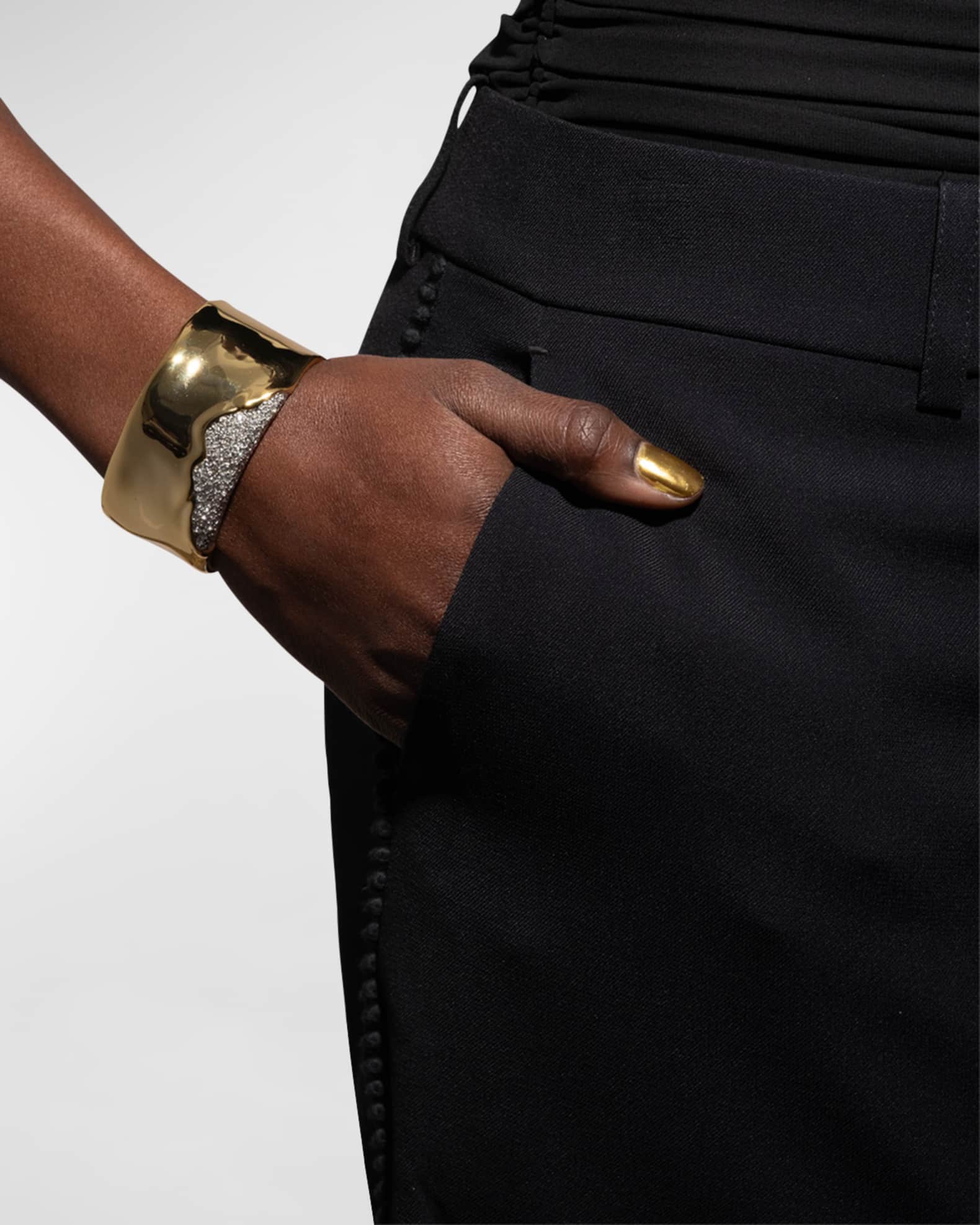 Solanales Gold Crystal Wide Cuff Bracelet 1