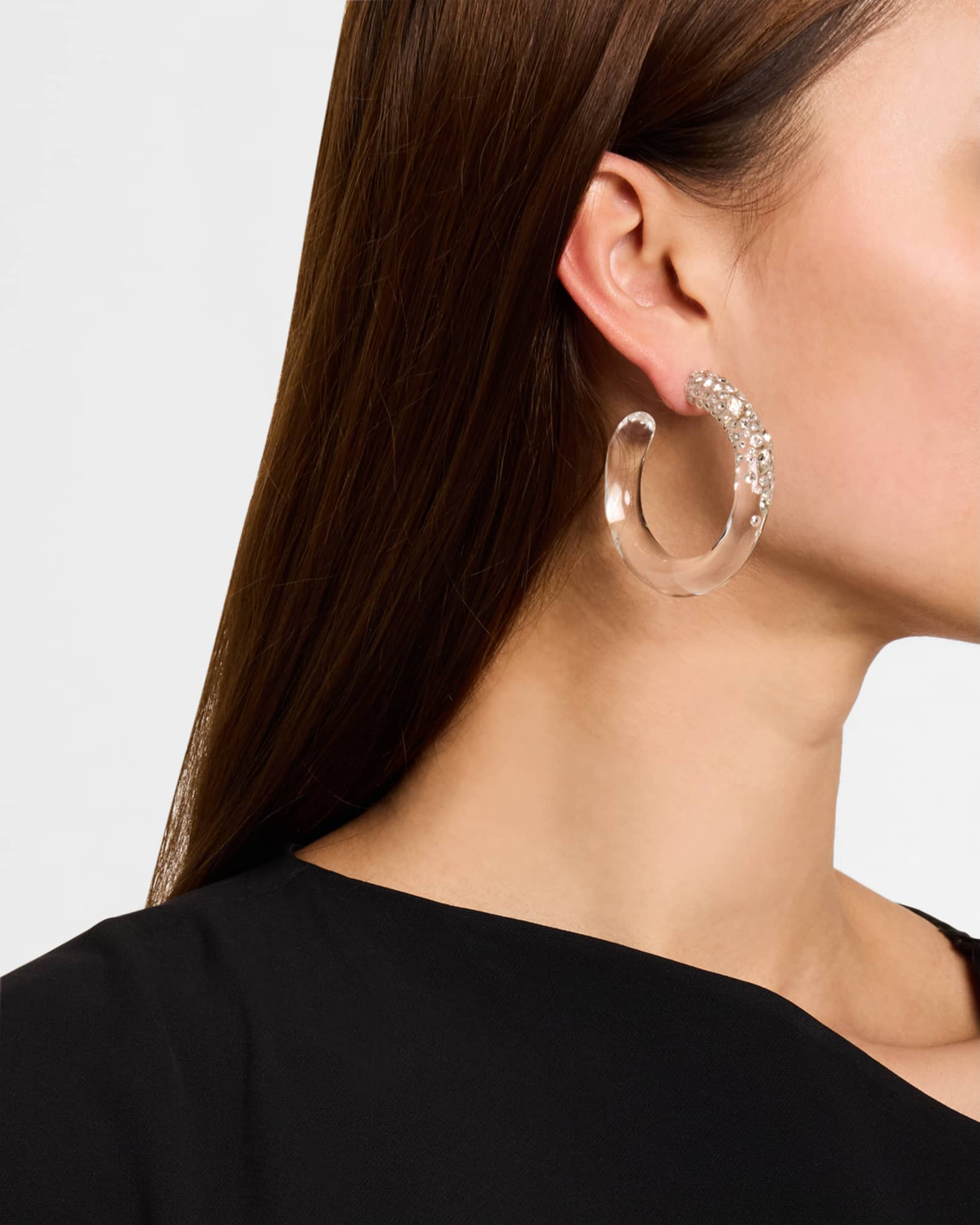 Confetti Crystal Lucite Hoop Earrings 1