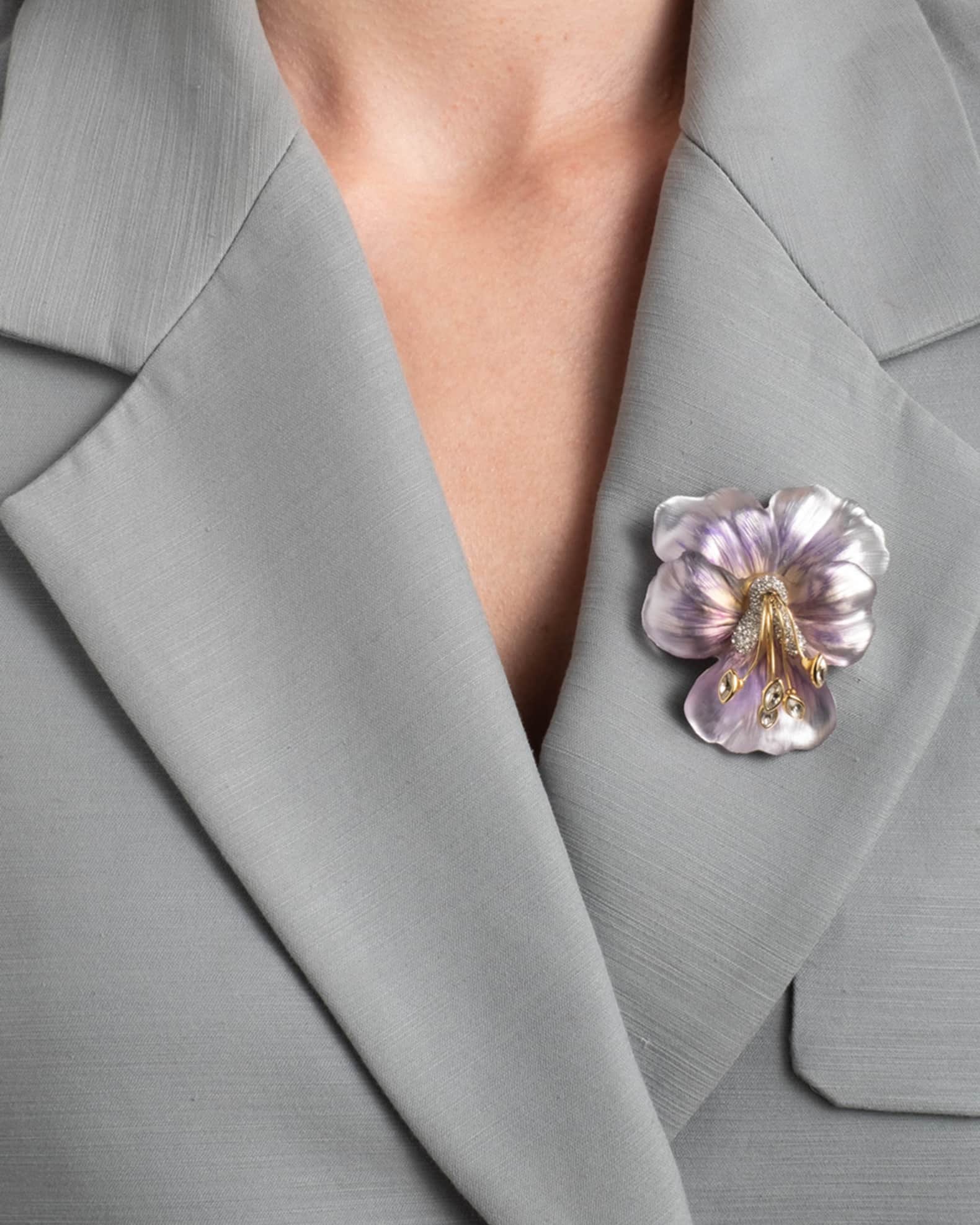 Pansy Lucite Crystal Pin 1