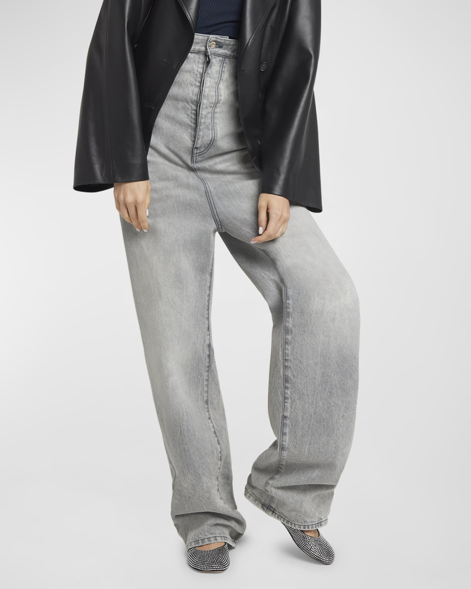 Loewe High-Rise Drop-Crotch Relaxed Straight-Leg Jeans | Neiman Marcus