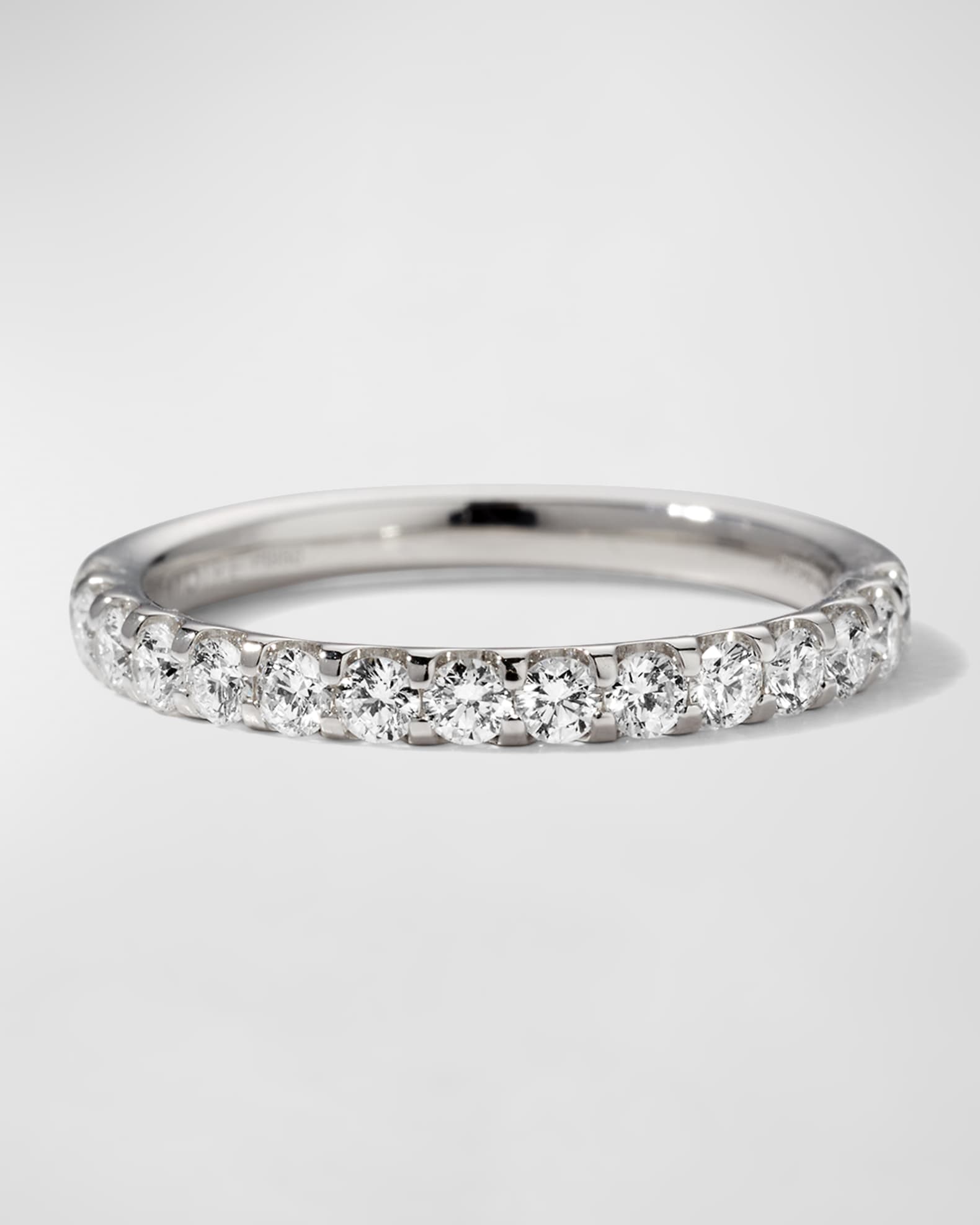 Platinum Half-Round Diamond Band, Size 6.5, 0.47-0.54tcw 0