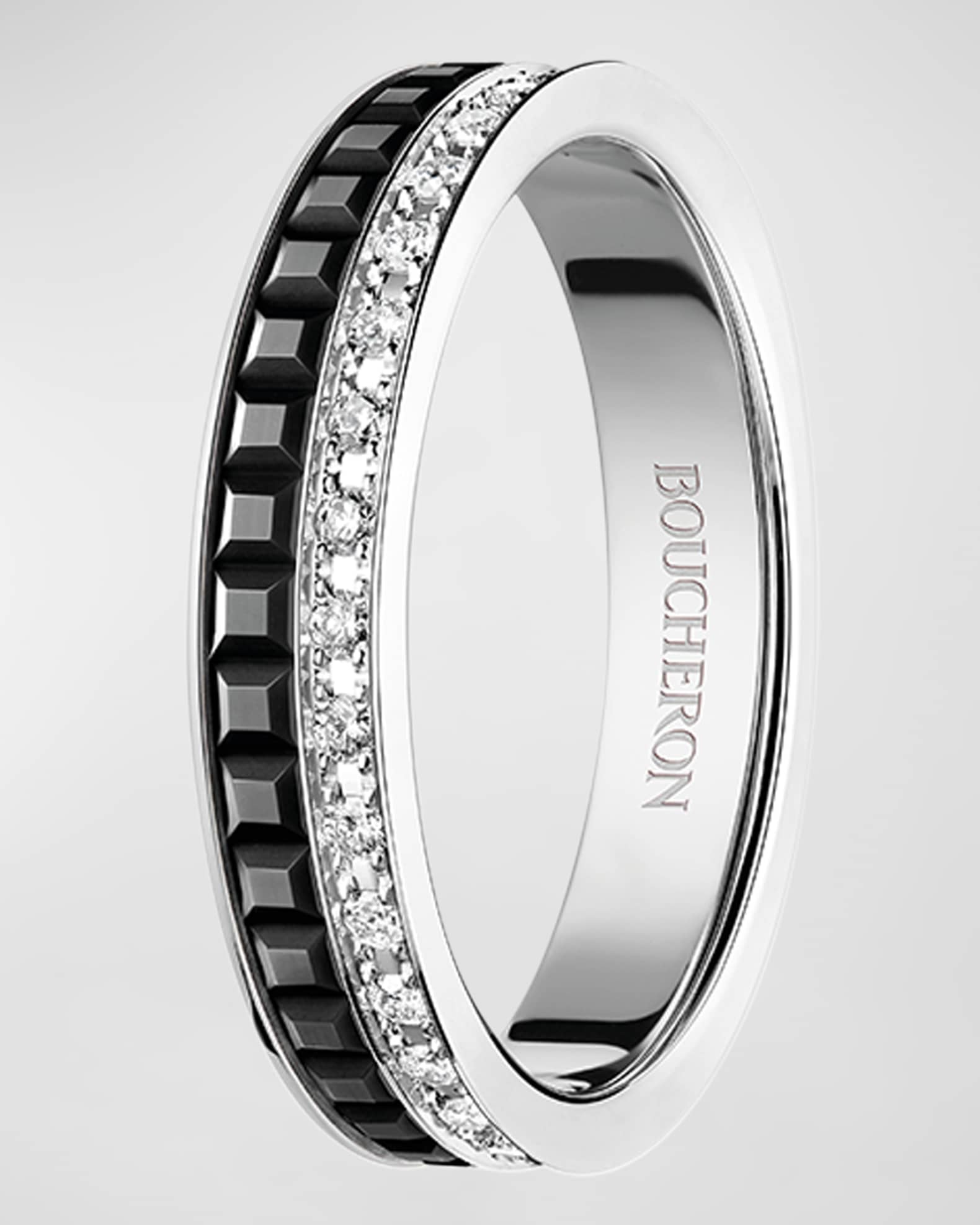 Quatre 18K White Gold Diamond & PVD Wedding Band 1