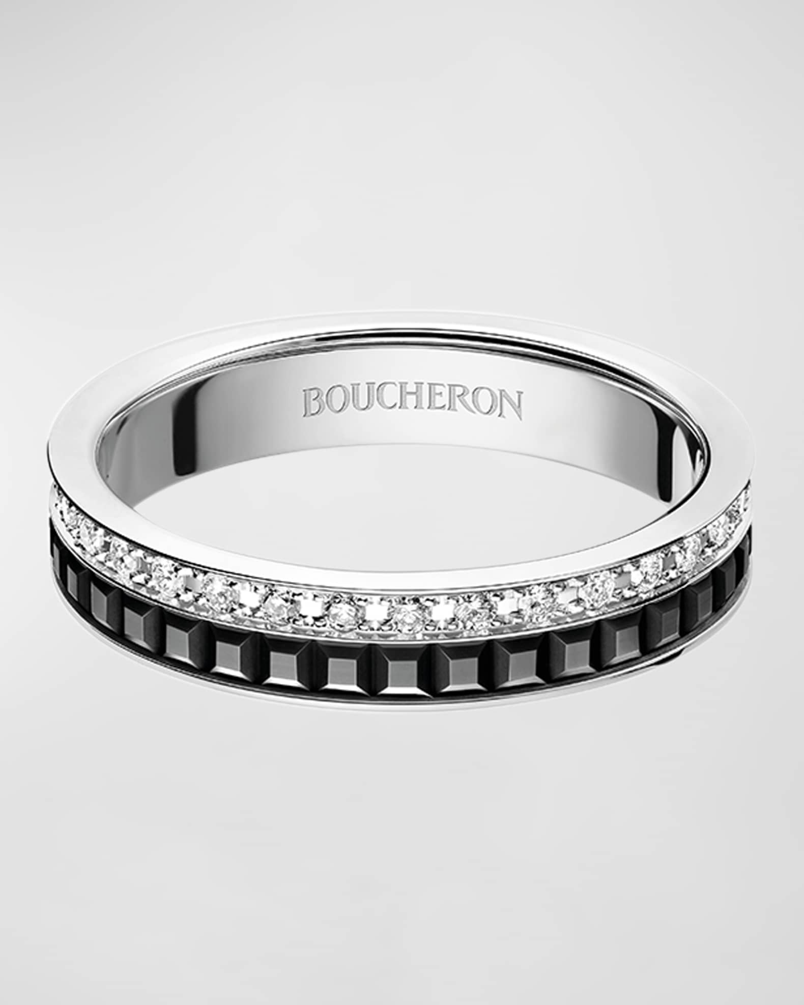 Quatre 18K White Gold Diamond & PVD Wedding Band 0