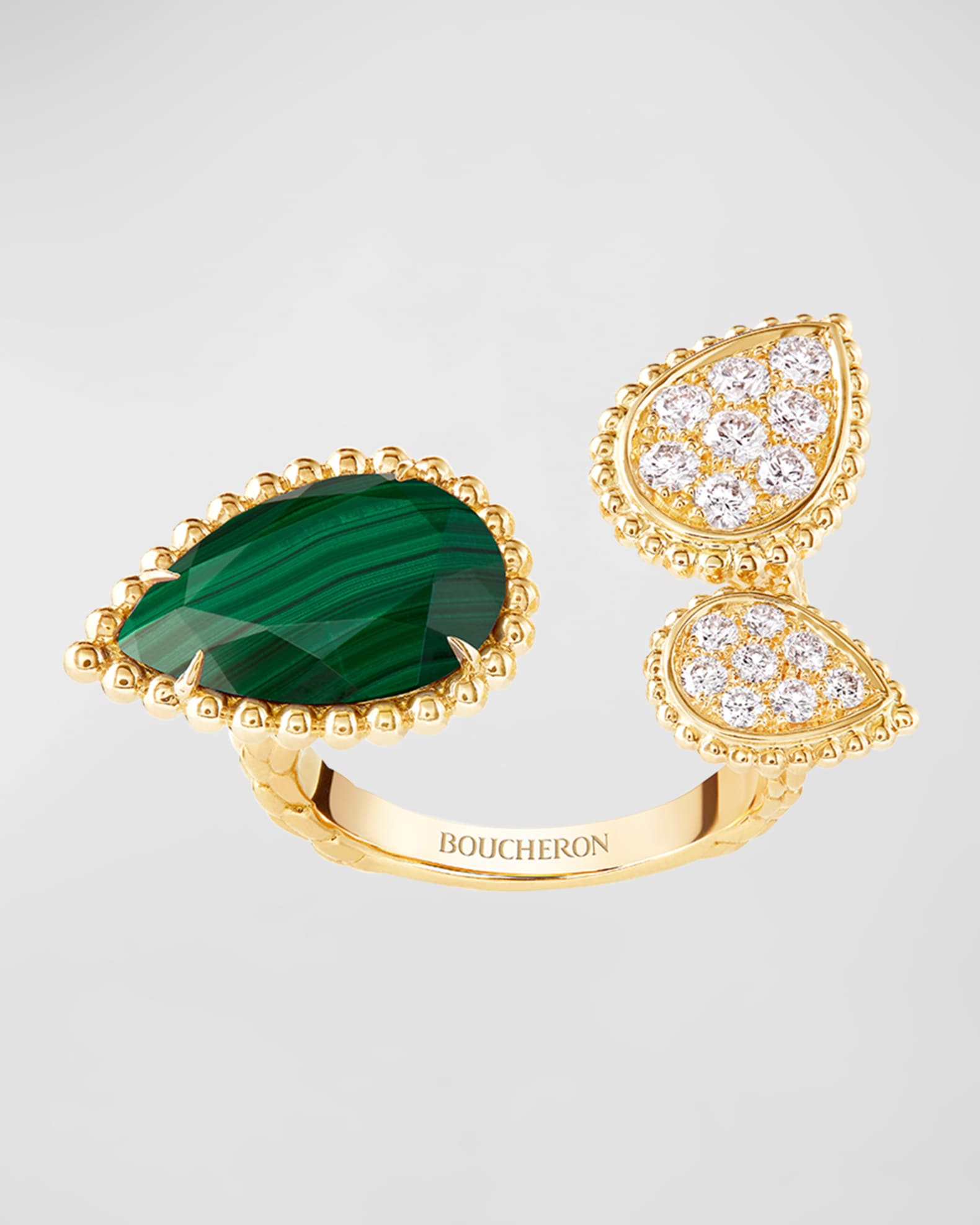 Serpent Bohème 18K Yellow Gold Malachite & Diamond 3-Motif Ring 0