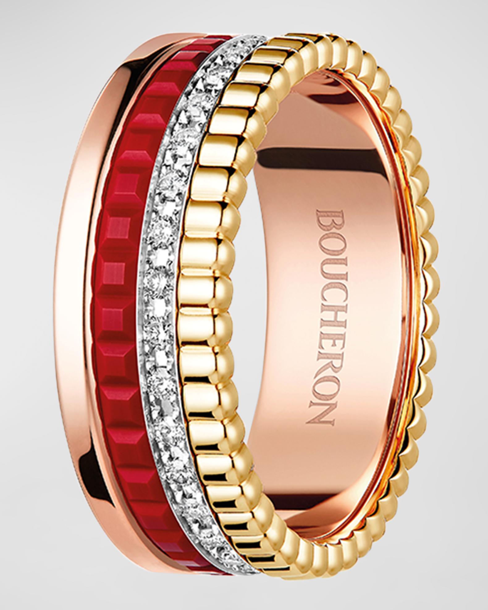 Boucheron Quatre 18K Gold Red Follies Band Ring | Neiman Marcus
