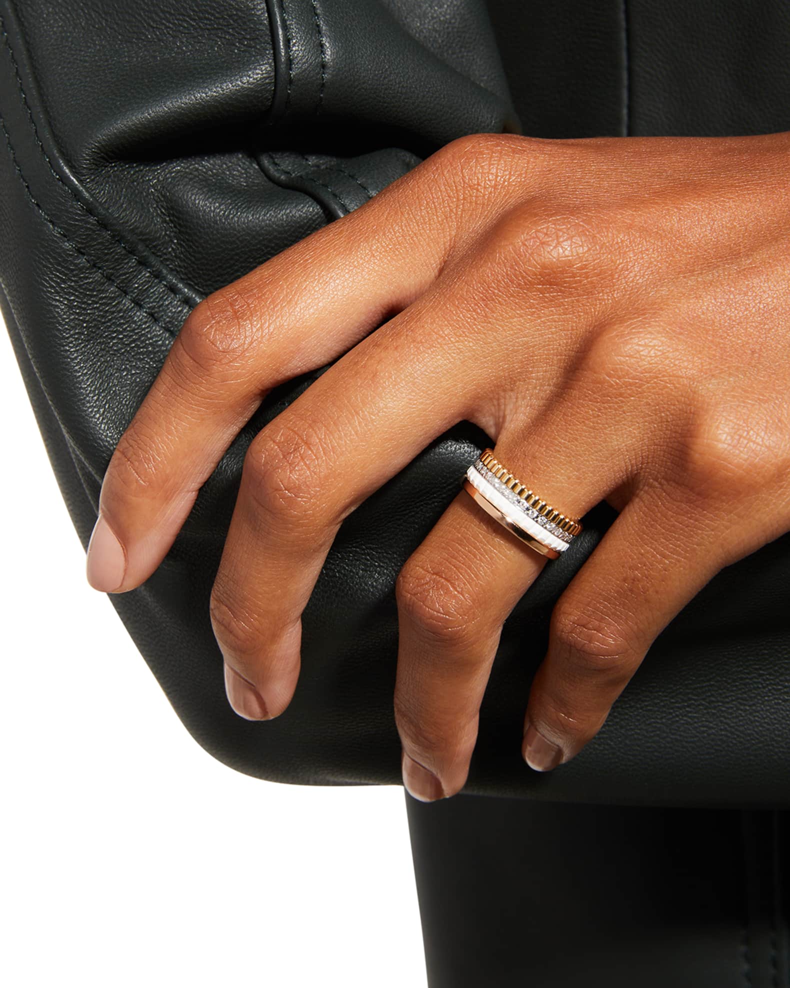 Quatre 18K Tricolor Gold & Ceramic Diamond Ring 1
