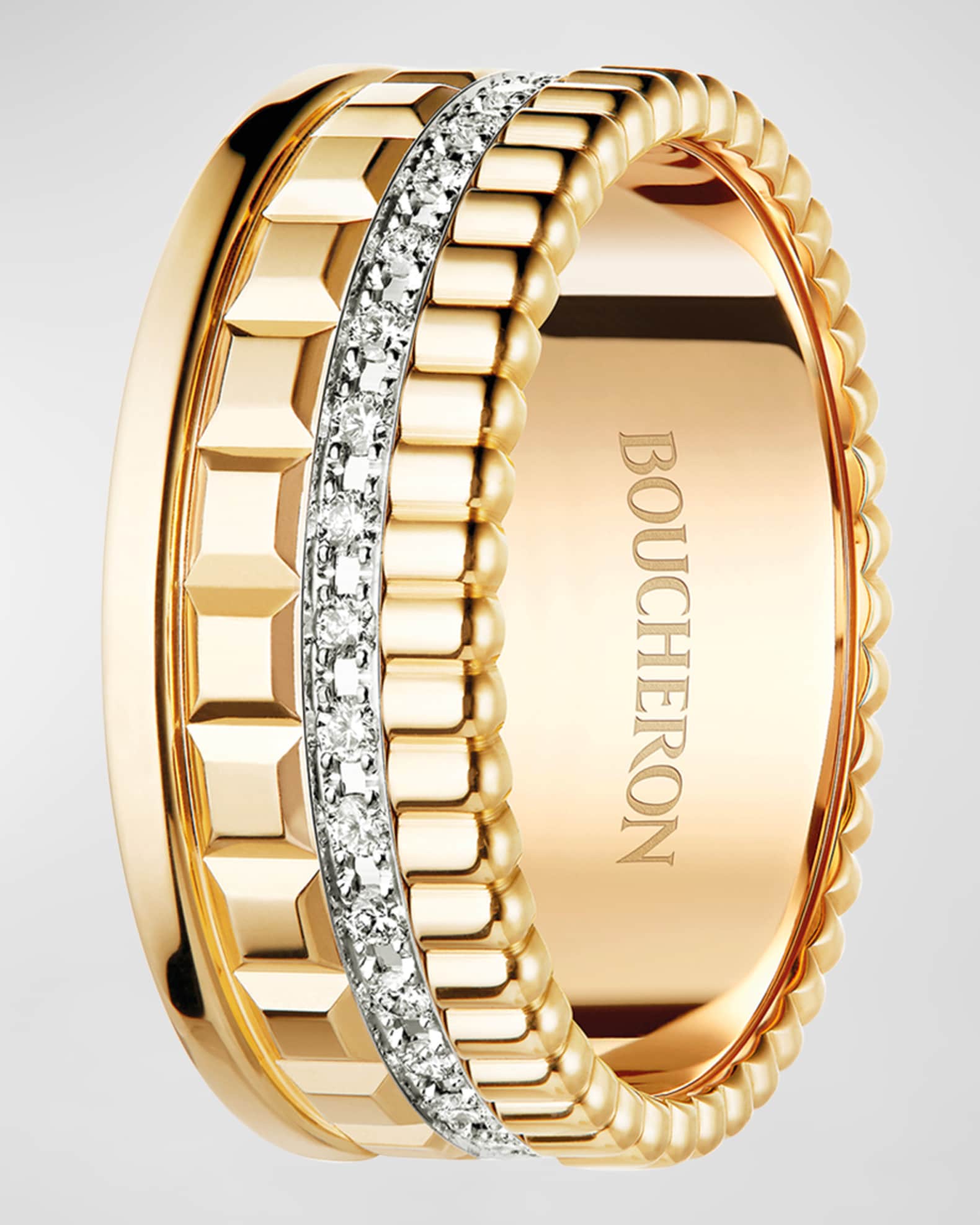 Boucheron Quatre Radiant 18K Gold Band Diamond Ring | Neiman Marcus