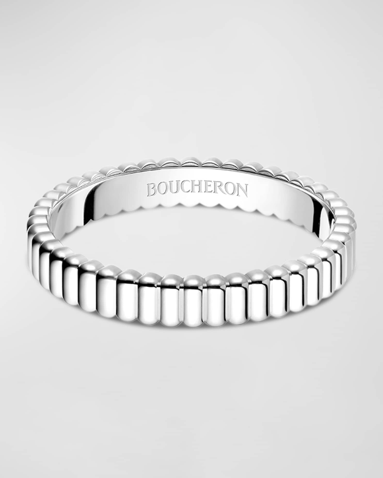Quatre 18K White Gold Grosgrain Band Ring 0