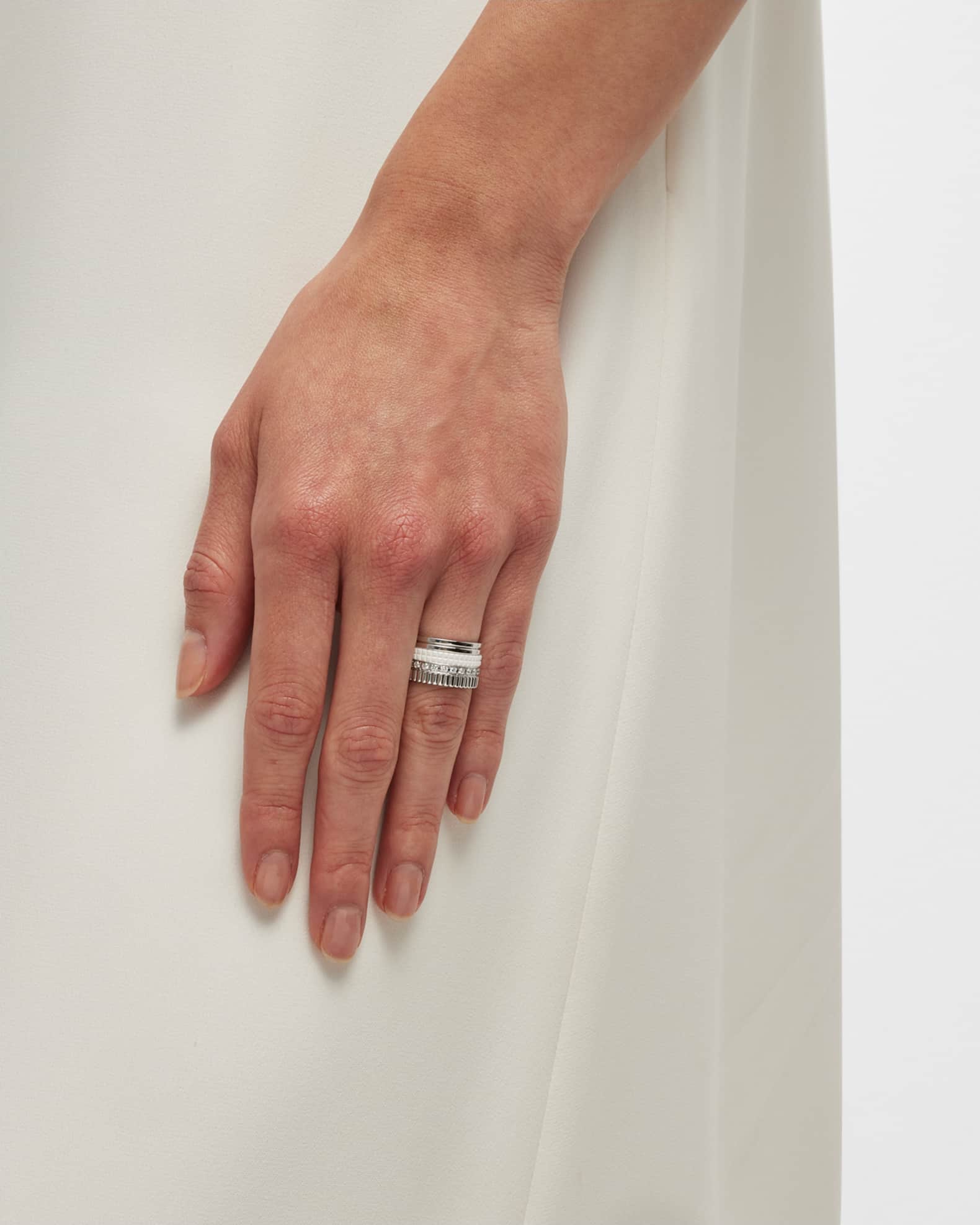 Quatre 18K White Gold Diamond Wide Edition Ring 1