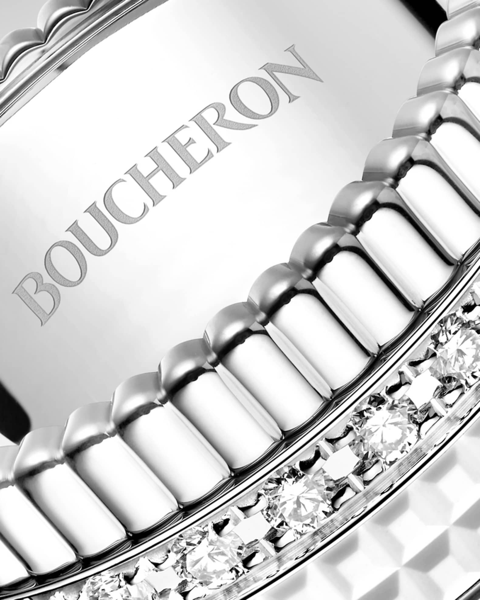 Boucheron Quatre 18K White Gold Diamond Wide Edition Ring | Neiman
