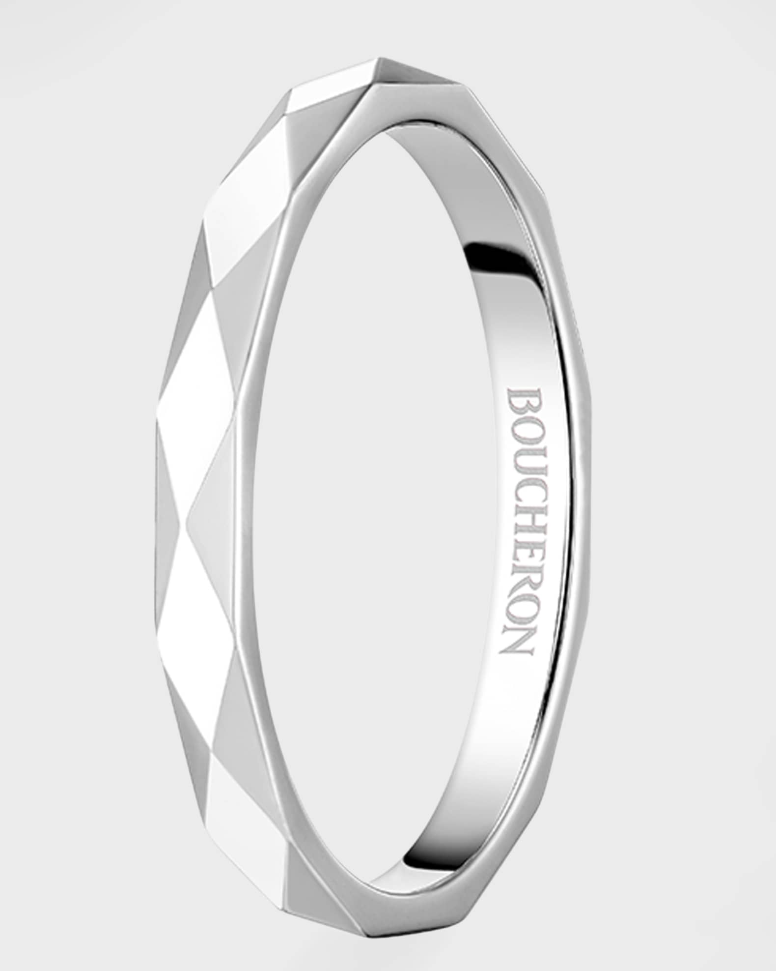 Boucheron Facette Medium Platinum Wedding Band Ring, Size 53