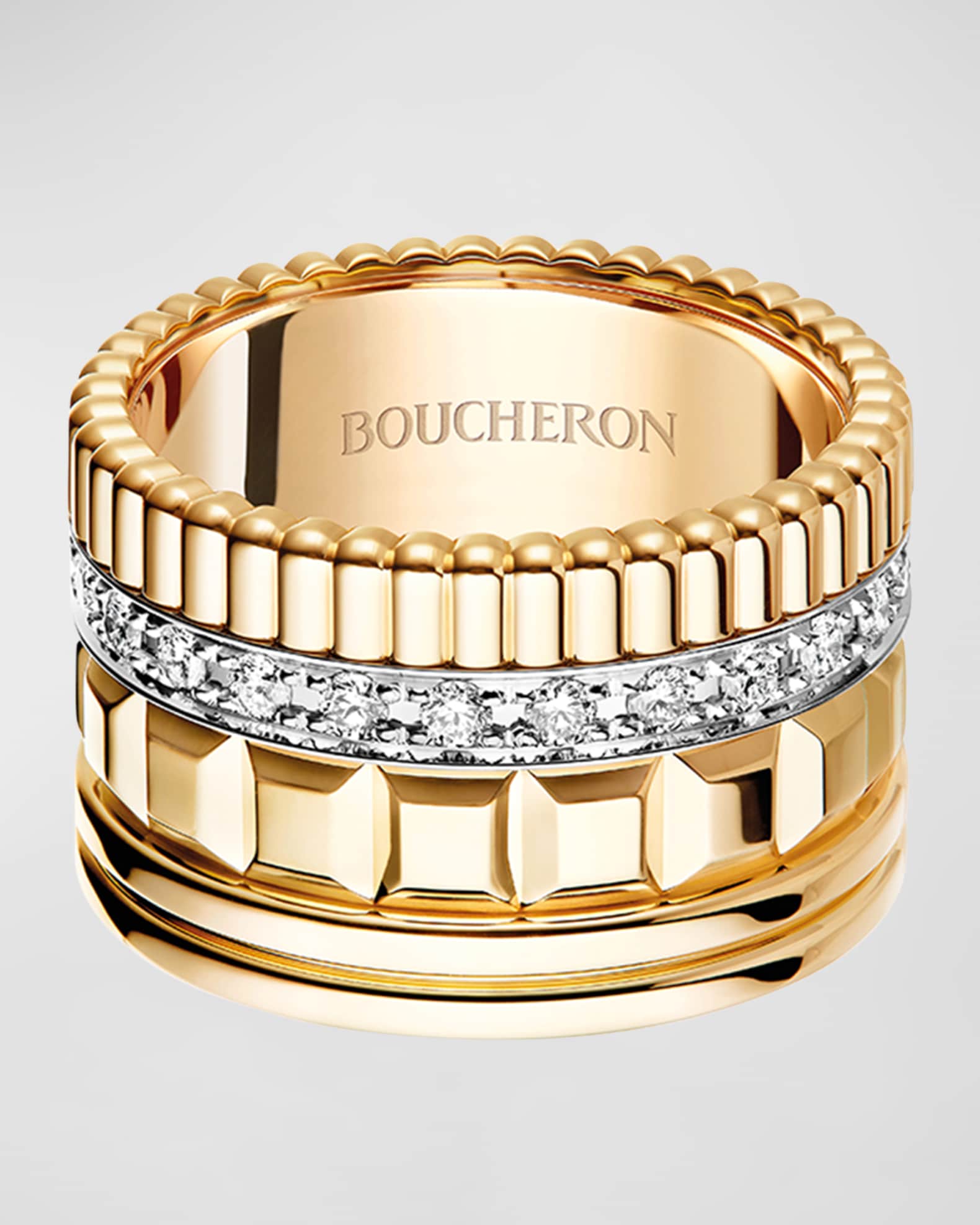 Quatre Radiant Edition 18k Yellow Gold Ring with Diamonds, EU 58 / US 8.25 0
