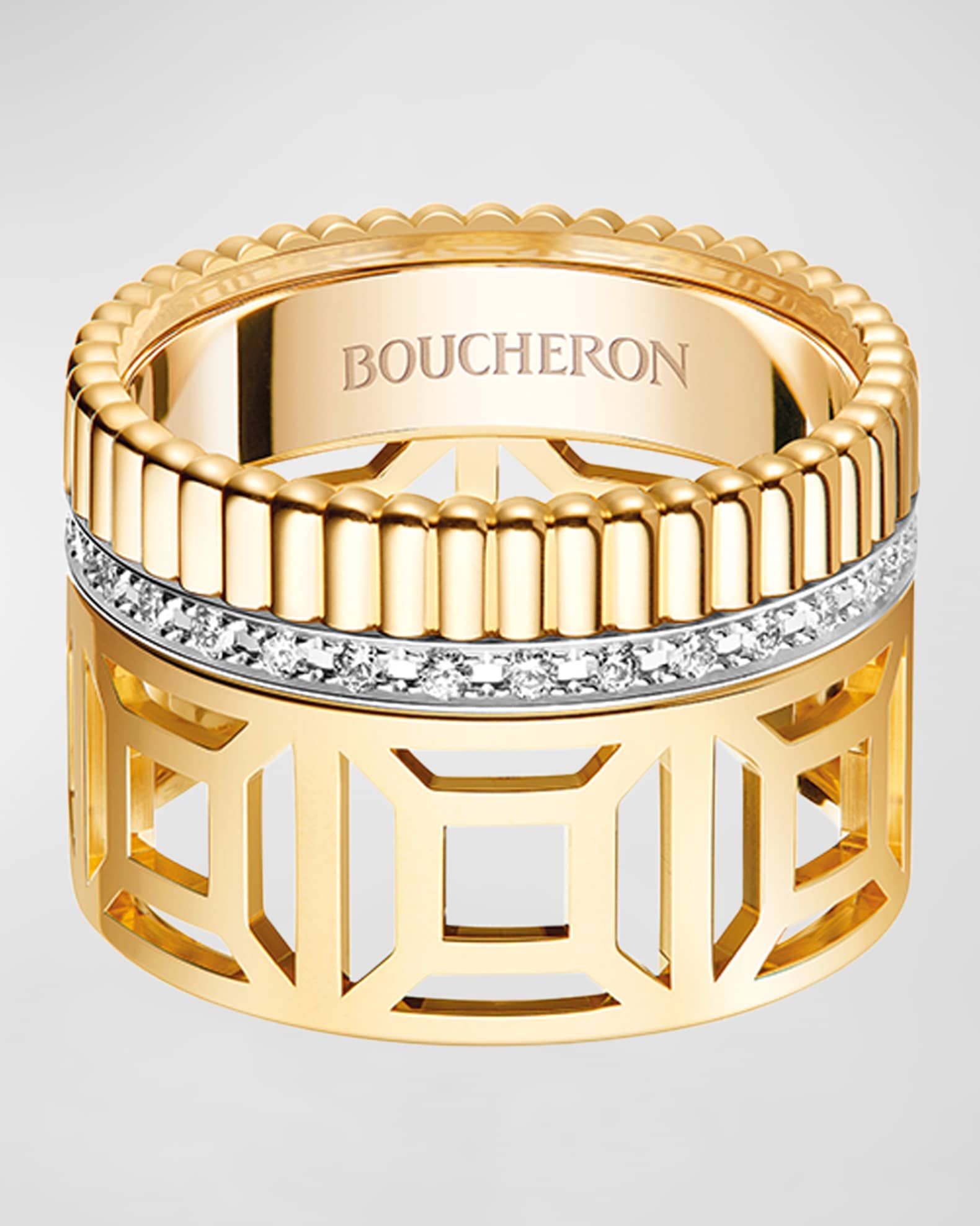 Quatre 18K Yellow Gold Radiant Openwork Ring 0