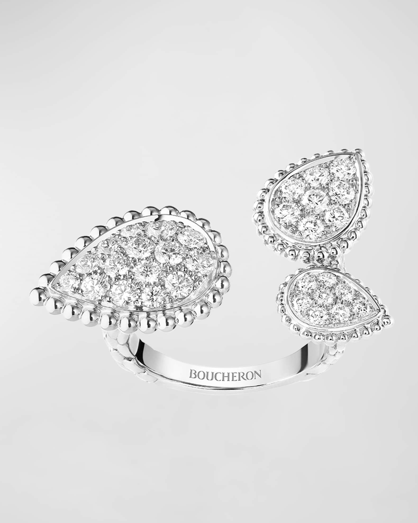 Serpent Bohème 18K White Gold Diamond 3-Motif Ring 0