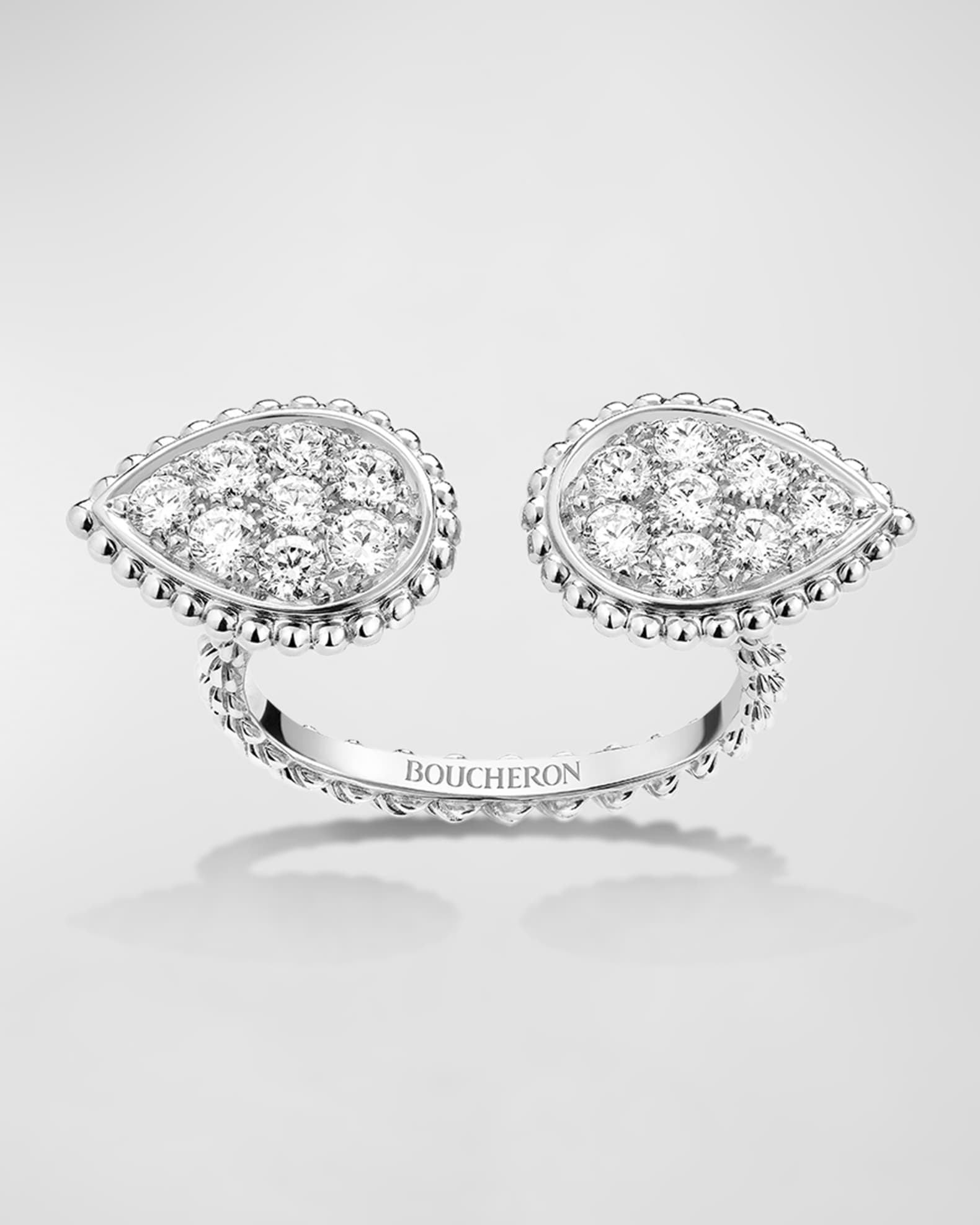 White Gold Serpent Boheme 2-Motif Small Diamond Ring, EU 50 / US 5.25 0