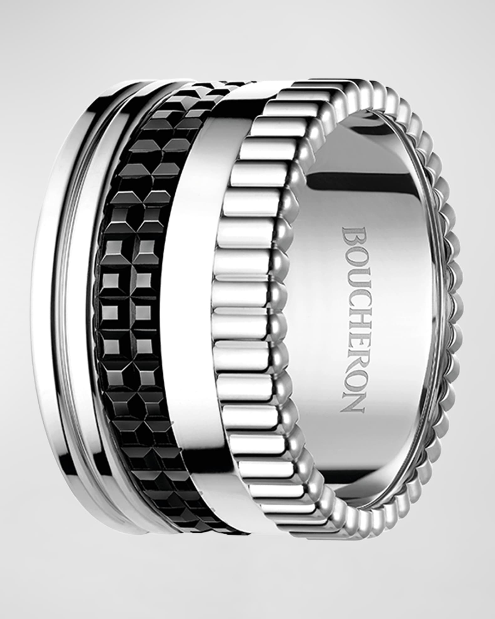 Quatre 18K White Gold Black Edition Large Band Ring 1