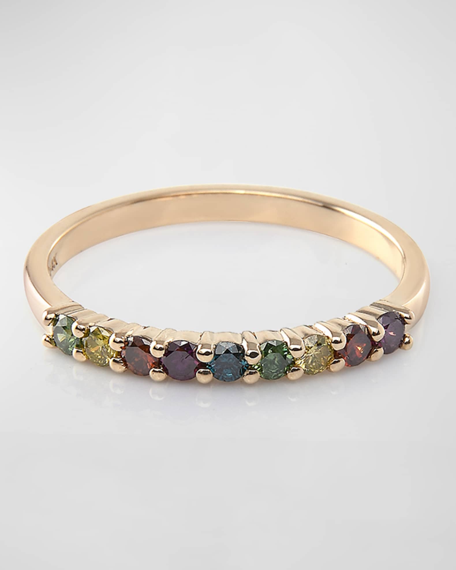 14K Multihued Gem and Diamond Stack Ring 1