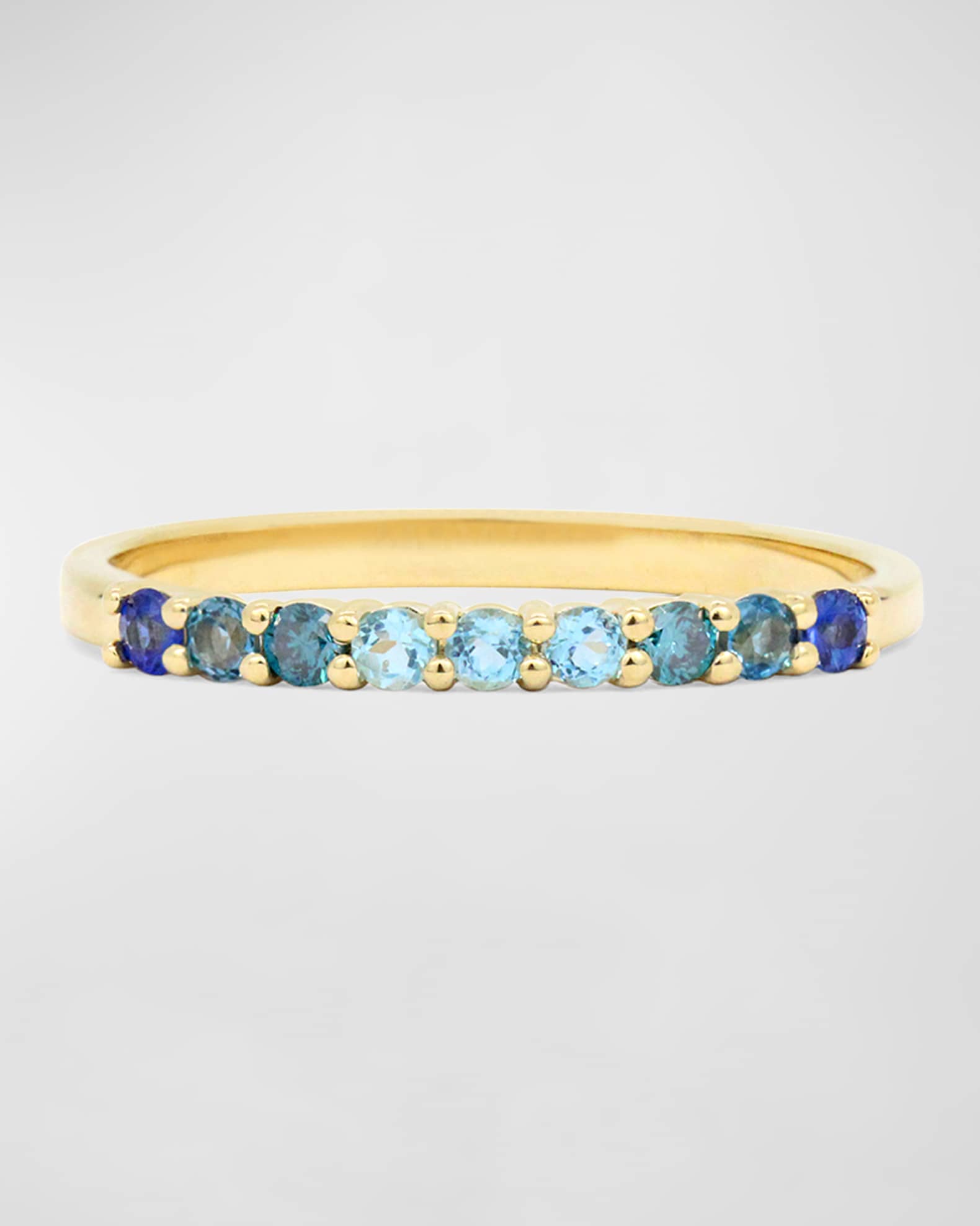 14K Multihued Gem and Diamond Stack Ring 0