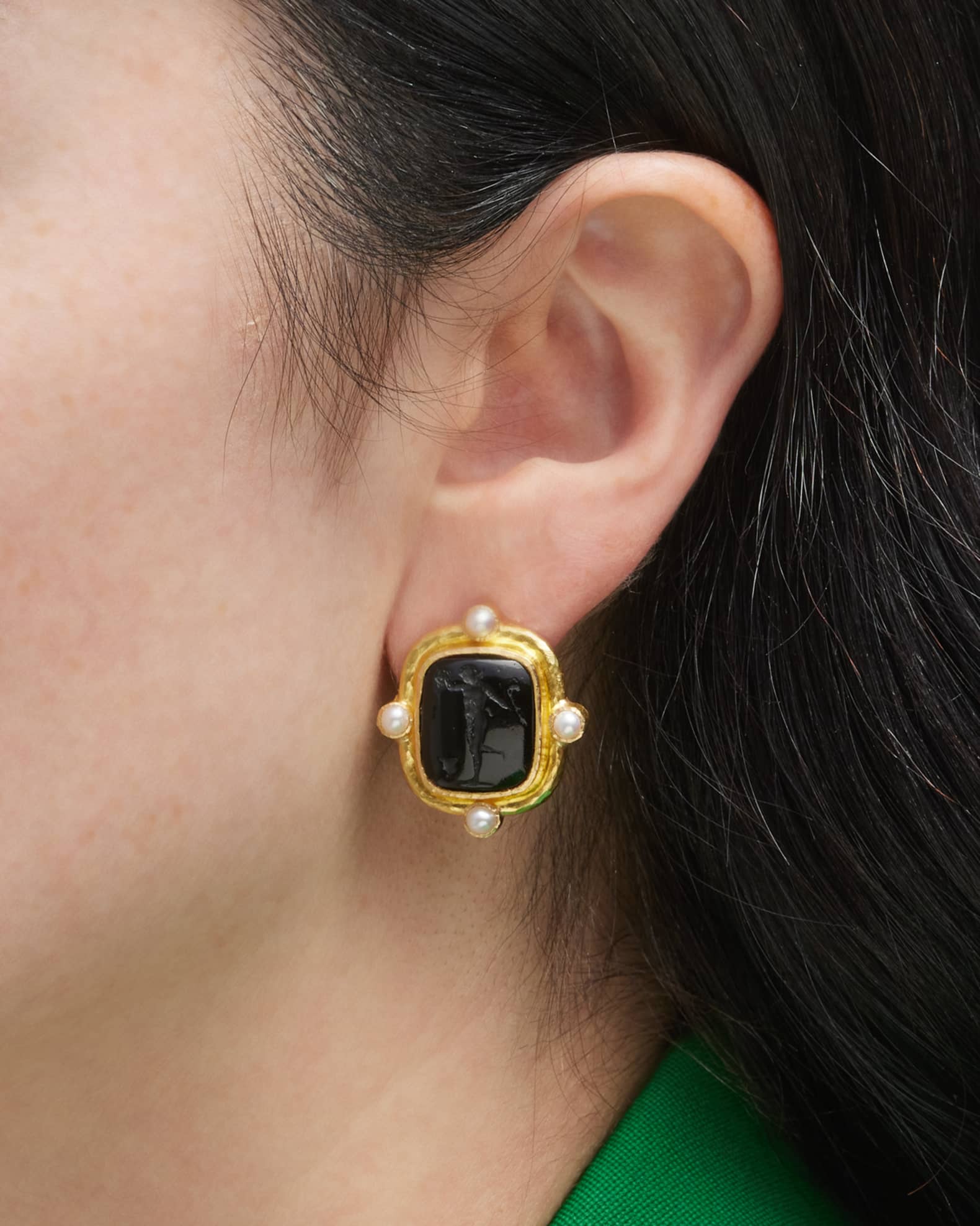 Elizabeth Locke Greek Muse PearlSet Earrings Neiman Marcus