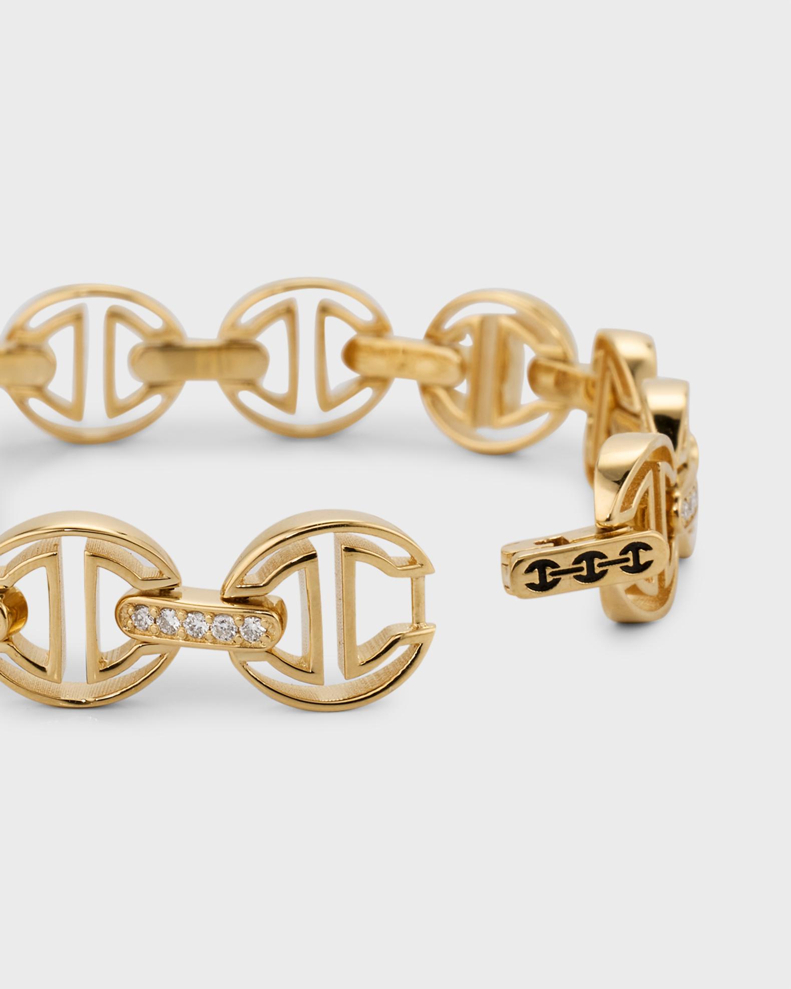 Hoorsenbuhs 18K Yellow Gold Small Link MMV Bracelet with Diamonds