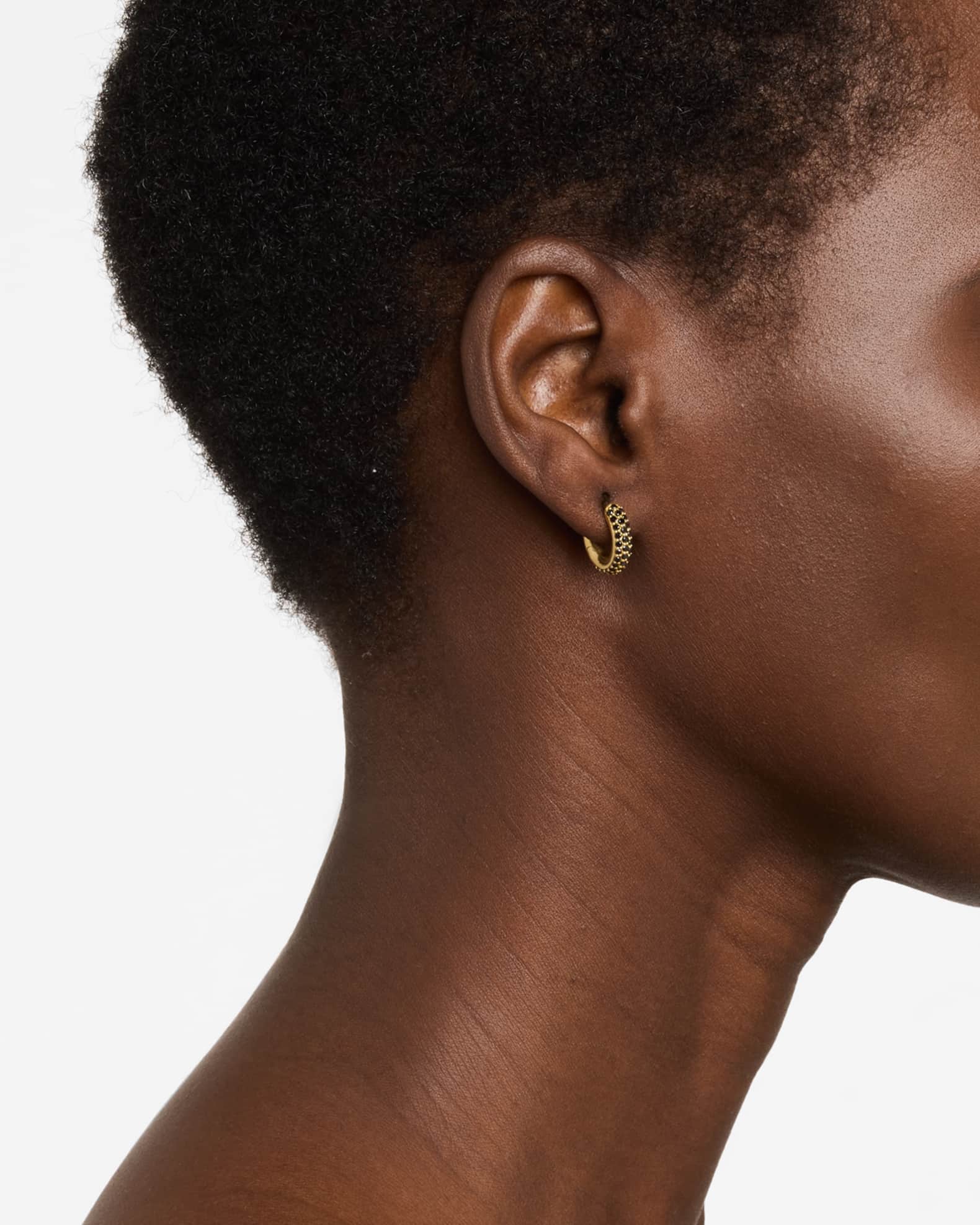 Men's 3-Row Pave Noir Macro Hoop Earring in 18K Yellow Gold and Black Diamonds, Single 1