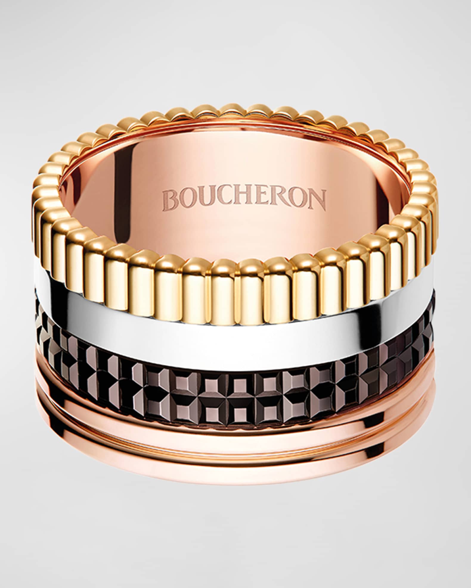 Quatre 18K Gold Classique Large Band Ring 0