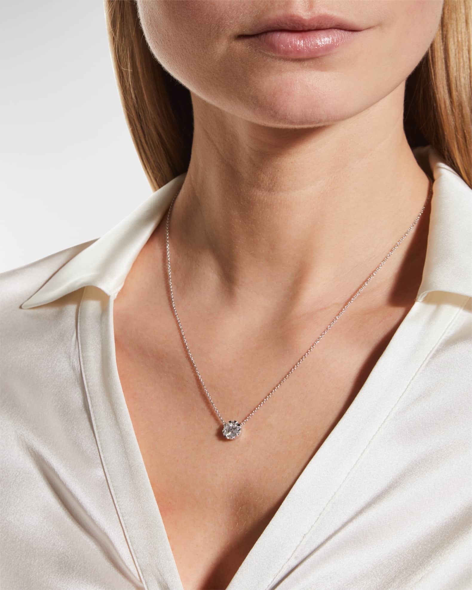 18k White Gold Diamond Bouquet Fashion Necklace, 18"L, 0.66tcw 1