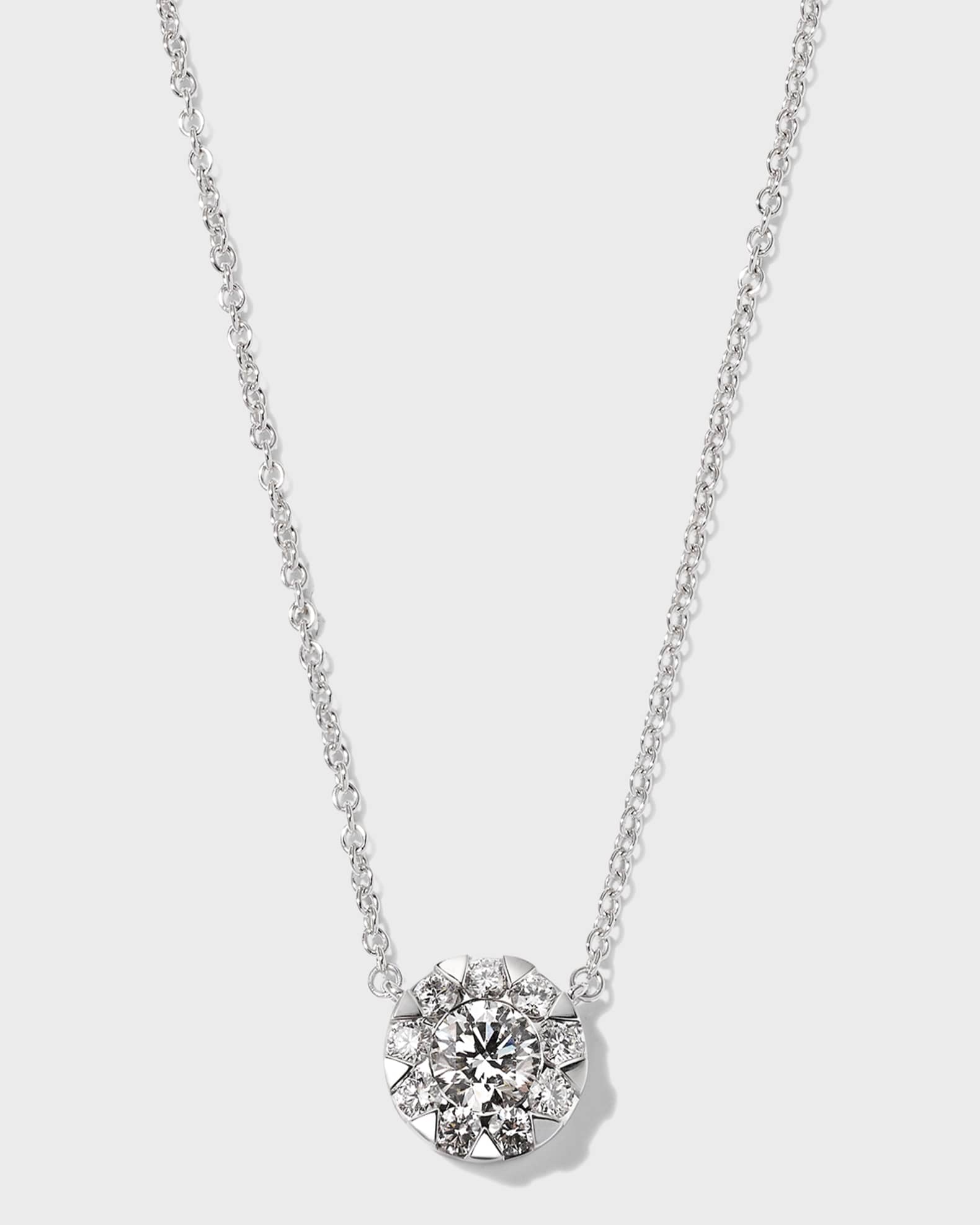 18k White Gold Diamond Bouquet Fashion Necklace, 18"L, 0.66tcw 0
