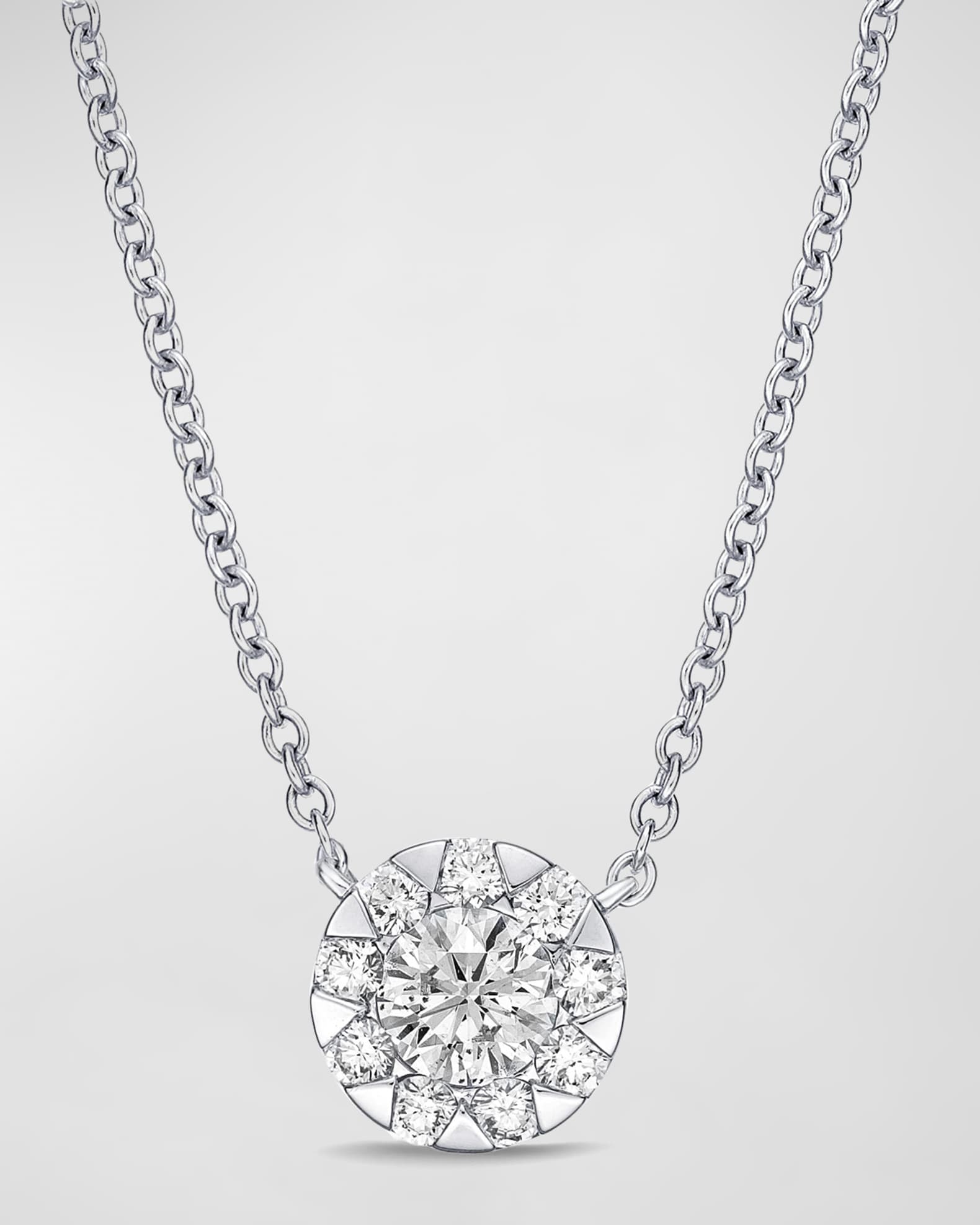 18k White Gold Diamond Bouquet Fashion Necklace, 18"L, 0.18tcw 0