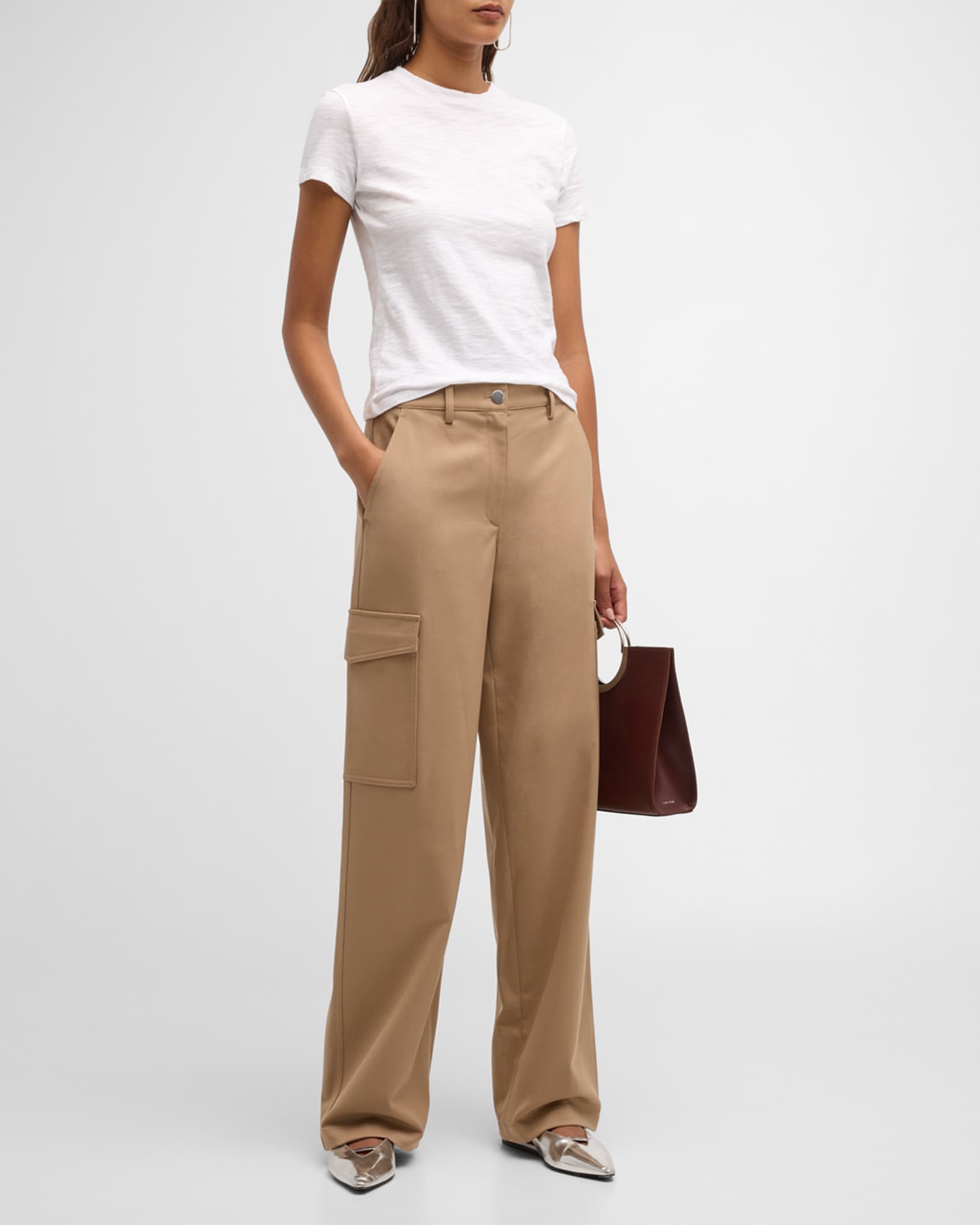 Crepe De Chine Straight Cargo Pants