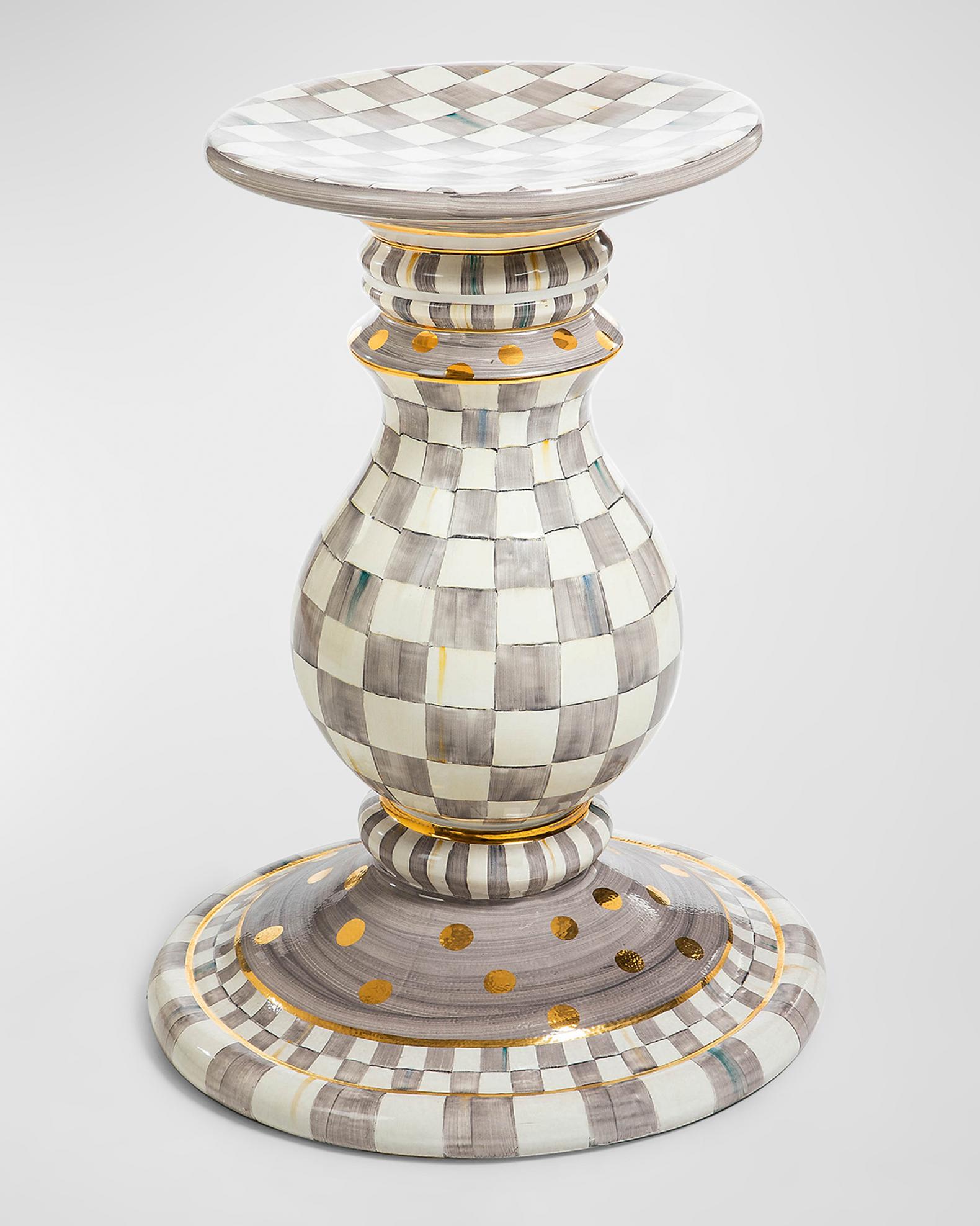 MacKenzie-Childs Sterling Check Pedestal Table Base | Neiman Marcus