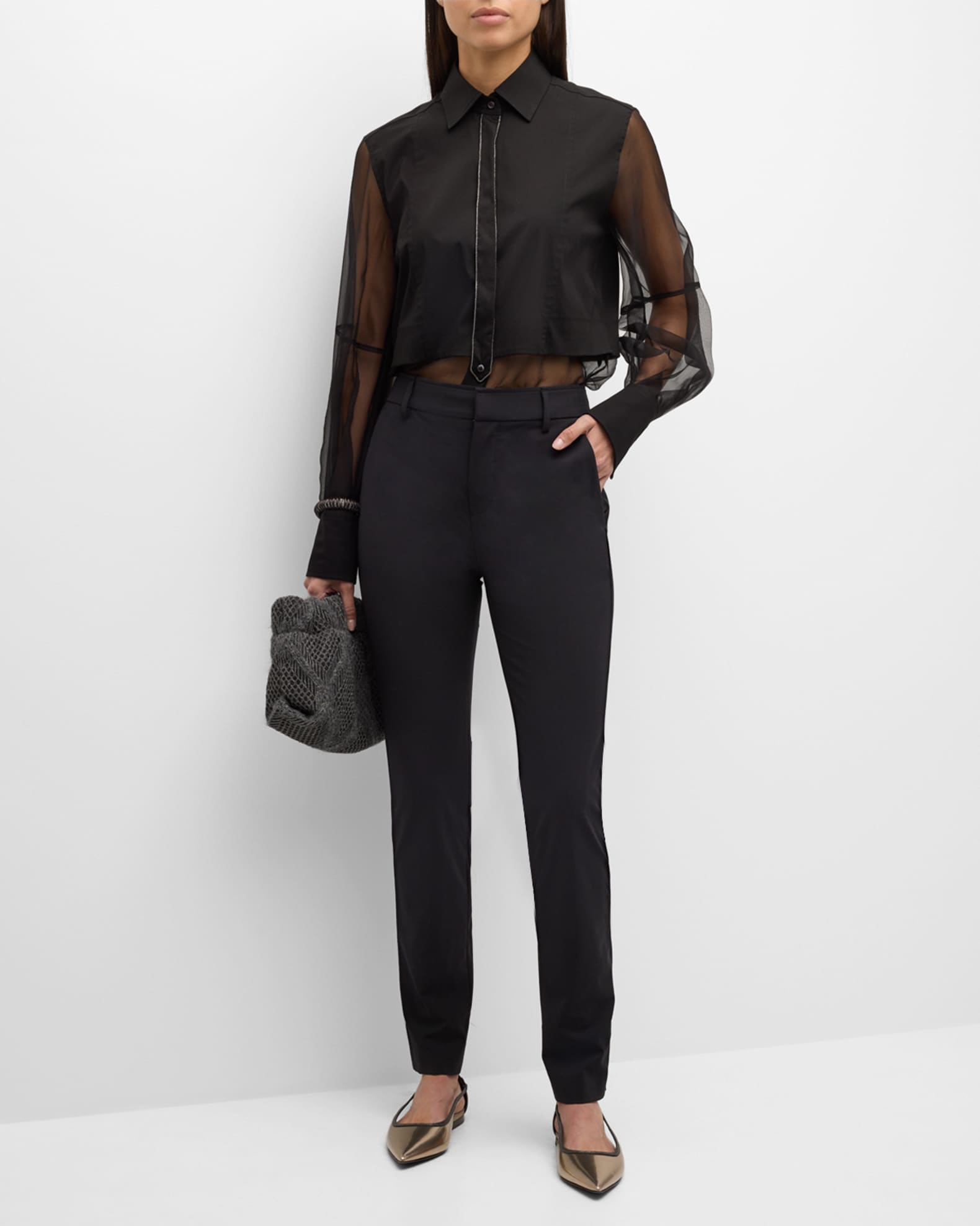 Brunello Cucinelli Tropical Wool Straight-Leg Tailored