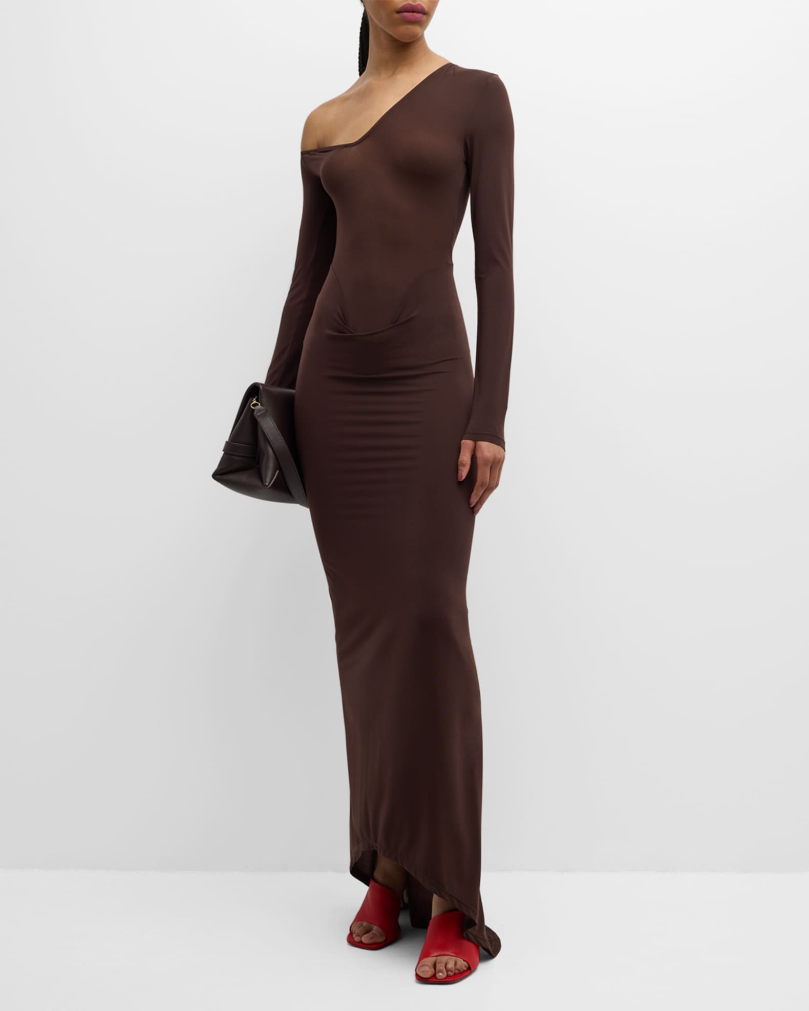Convertible Neck Long Sleeve Drop Waist Gown