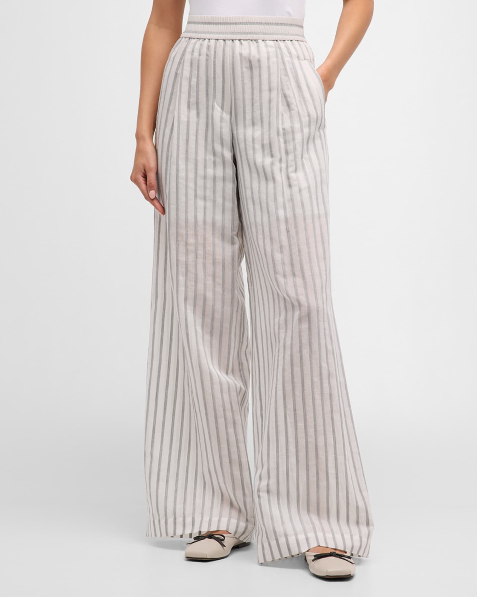 Tone On Tone Striped Wide Leg Pants