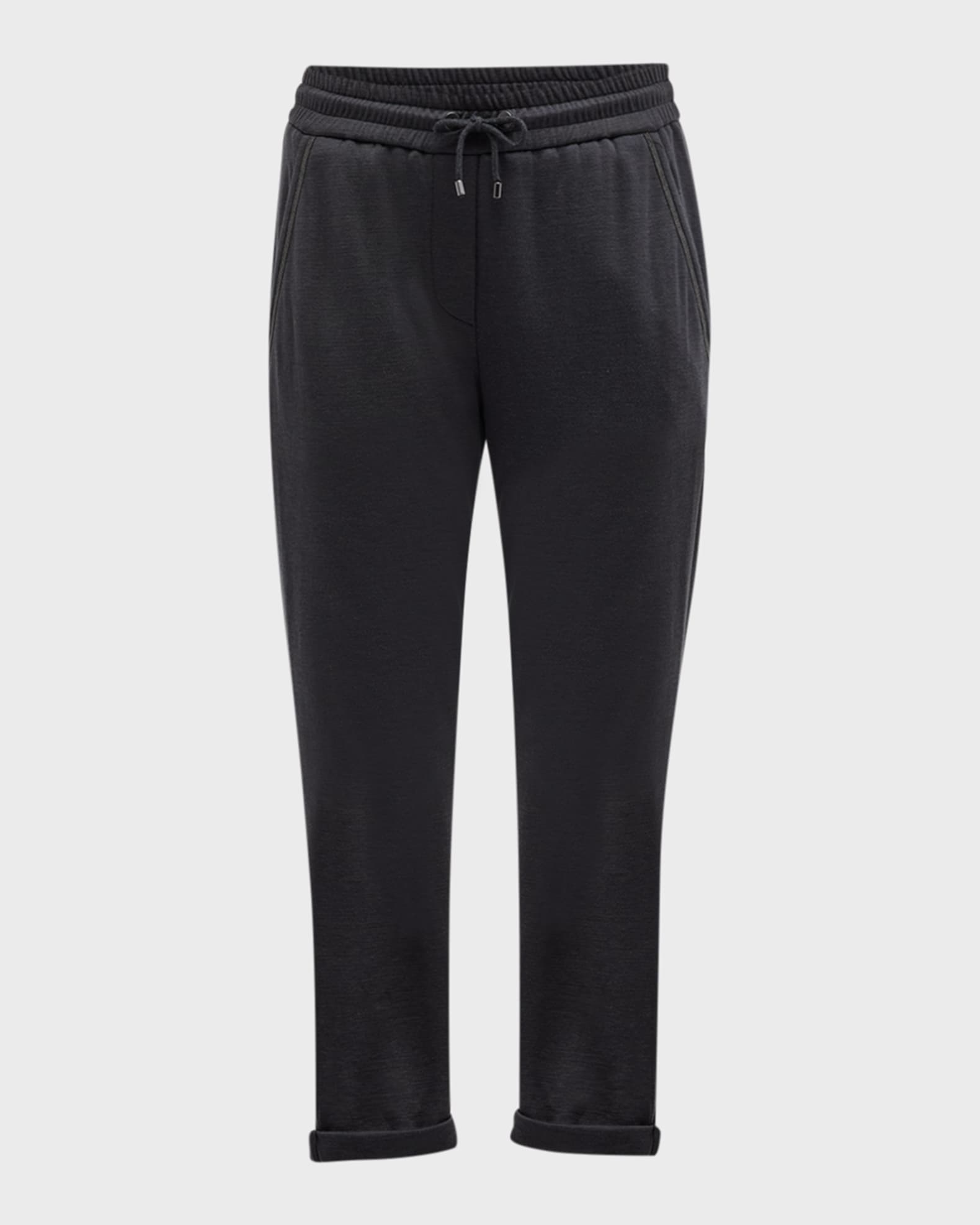 Cotton Silk Joggers with Monili Pocket Trim 0