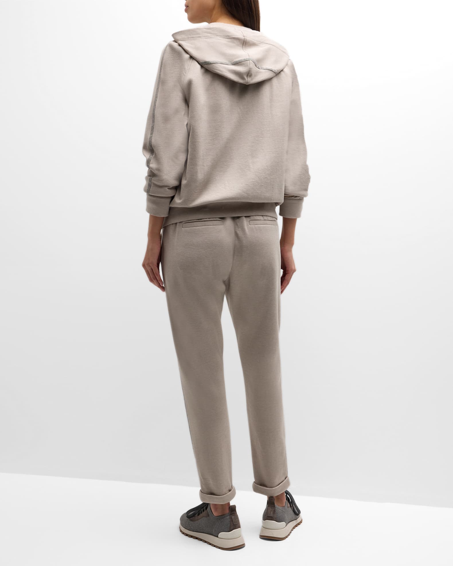 Brunello Cucinelli Monili Side-Stripe Cotton-Silk Ankle